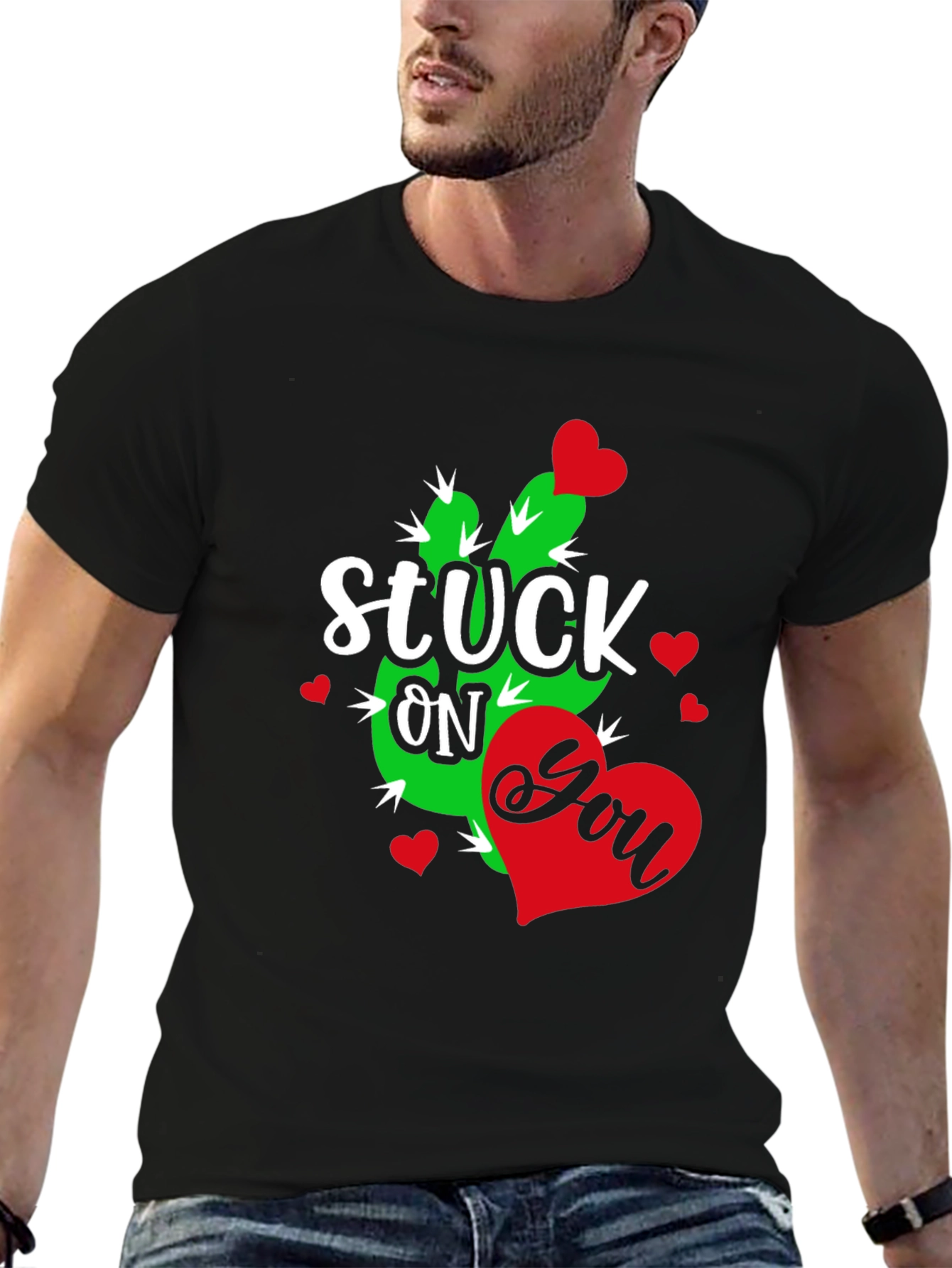 Stuck On You Cactus Heart Valentines Day T-Shirt