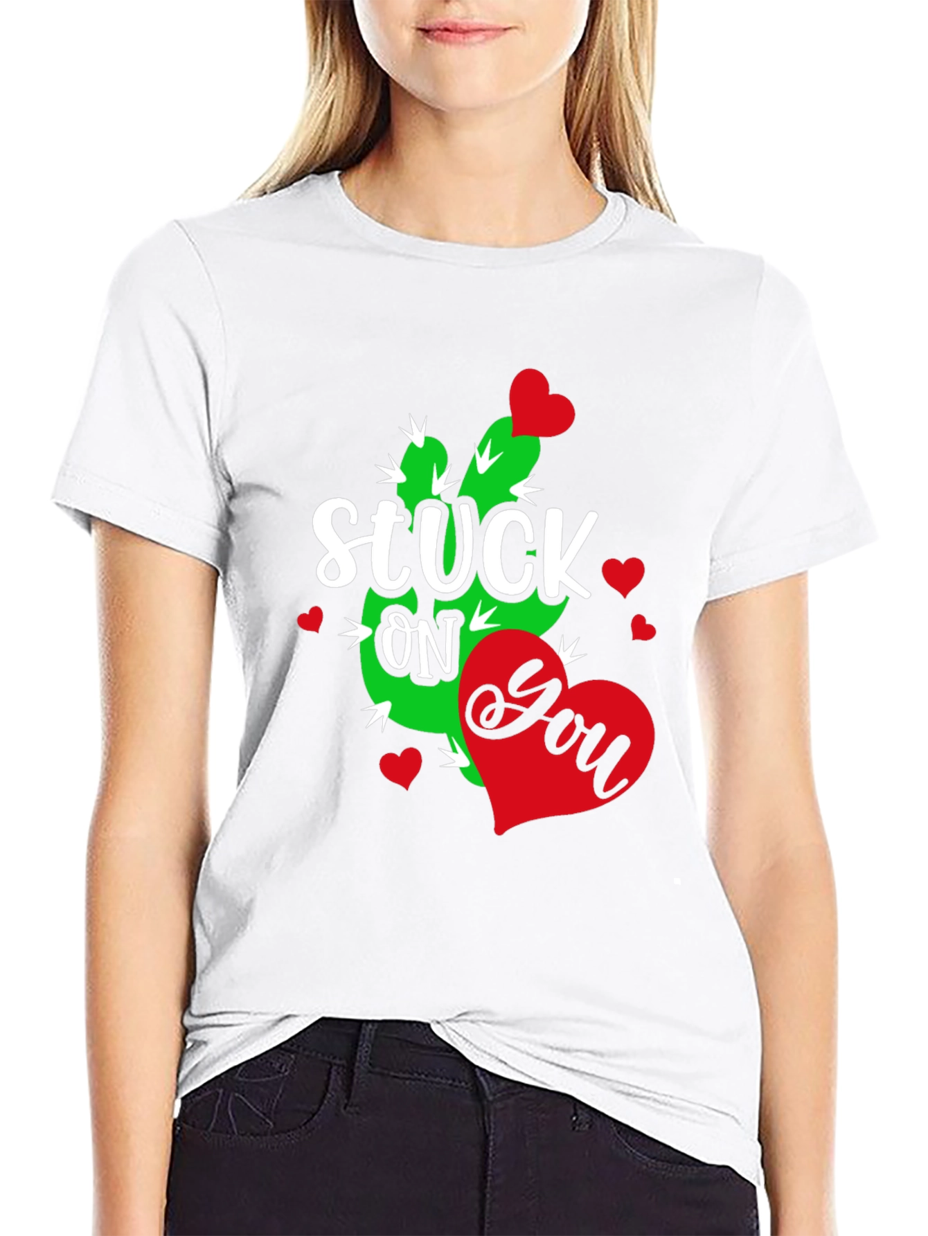 Stuck On You Cactus Heart Valentines Day T-Shirt