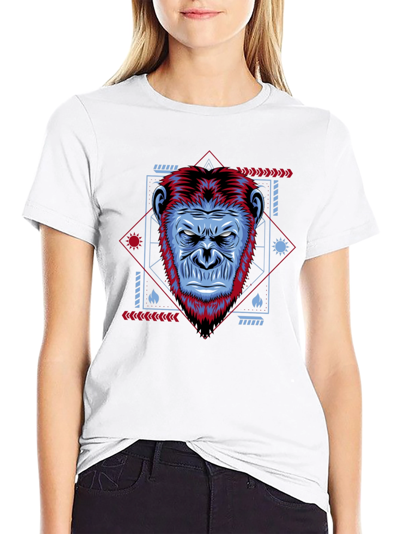 Geometric Gorilla Graphic Black Tee