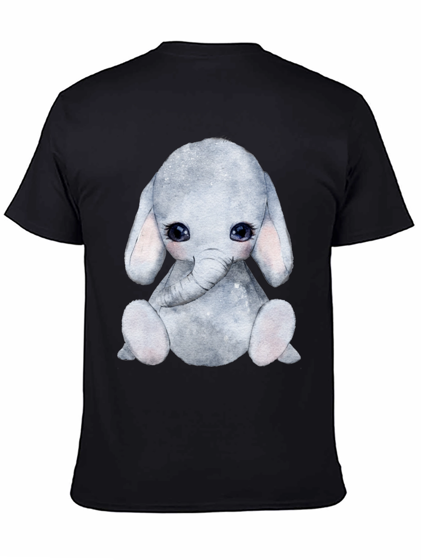 Cute Elephant Graphic Tee - Black