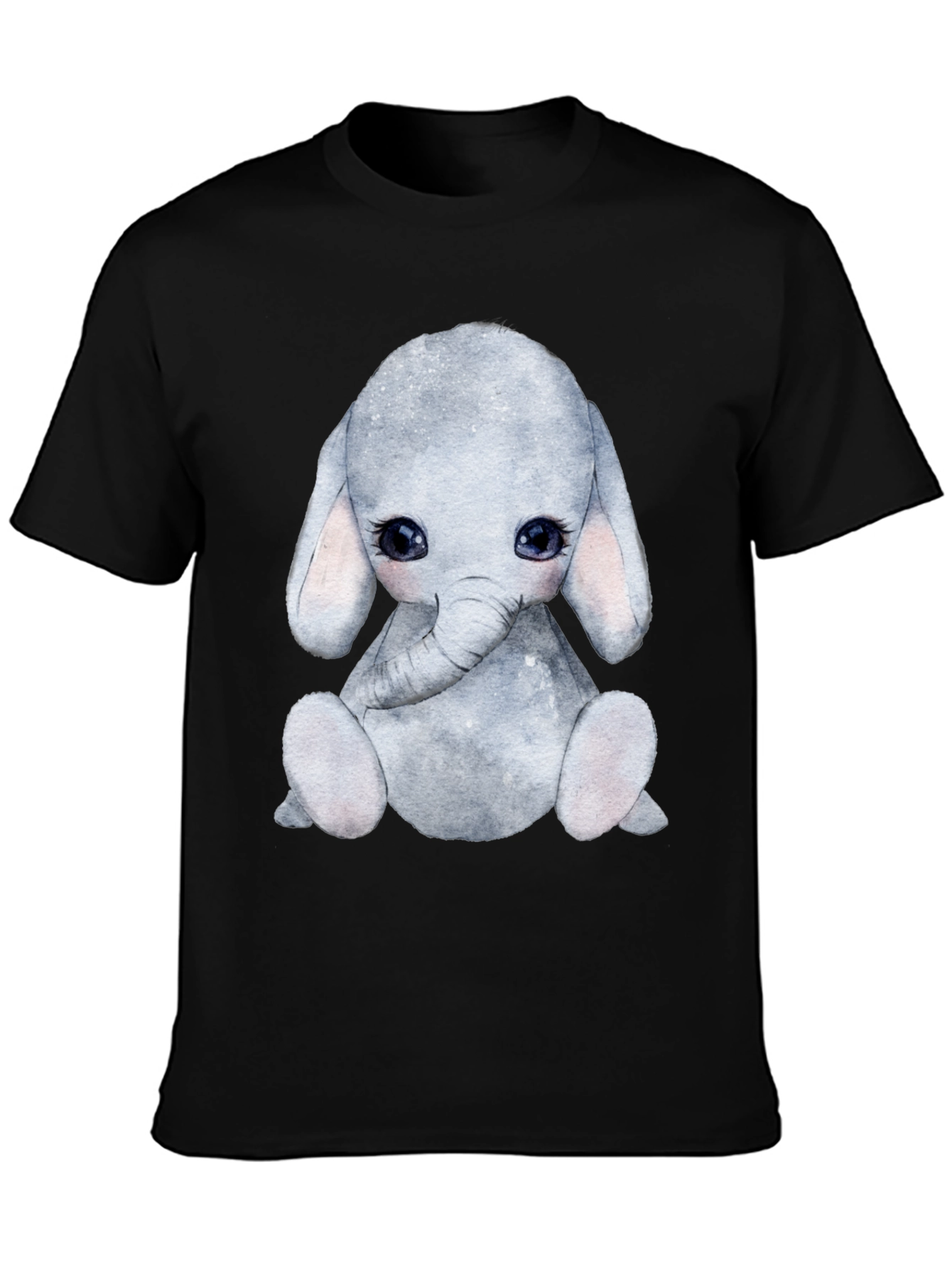 Cute Elephant Graphic Tee - Black