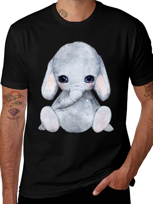 Cute Elephant Graphic Tee - Black