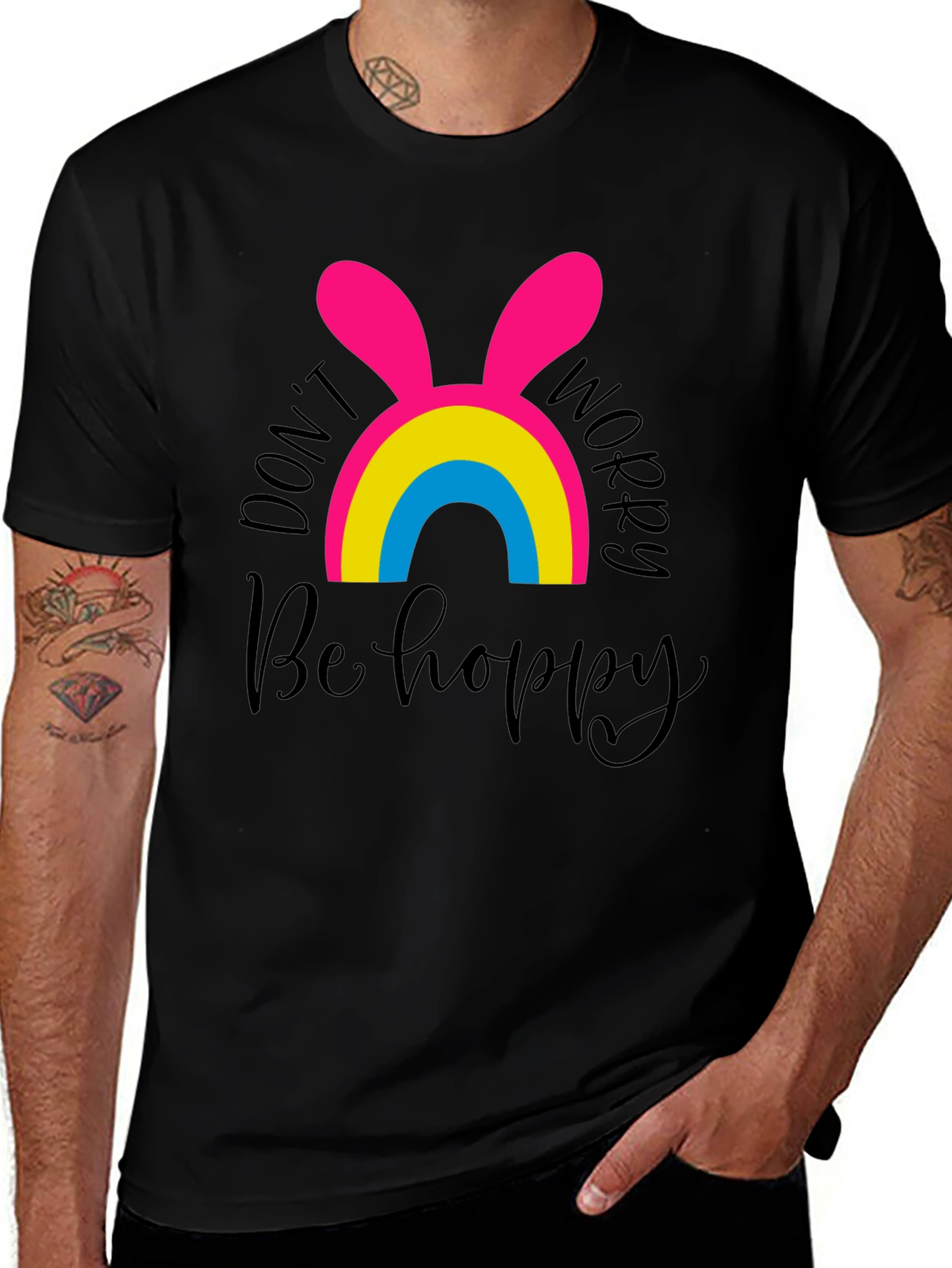 Dont Worry Be Hoppy Easter Pansexual Pride T-Shirt