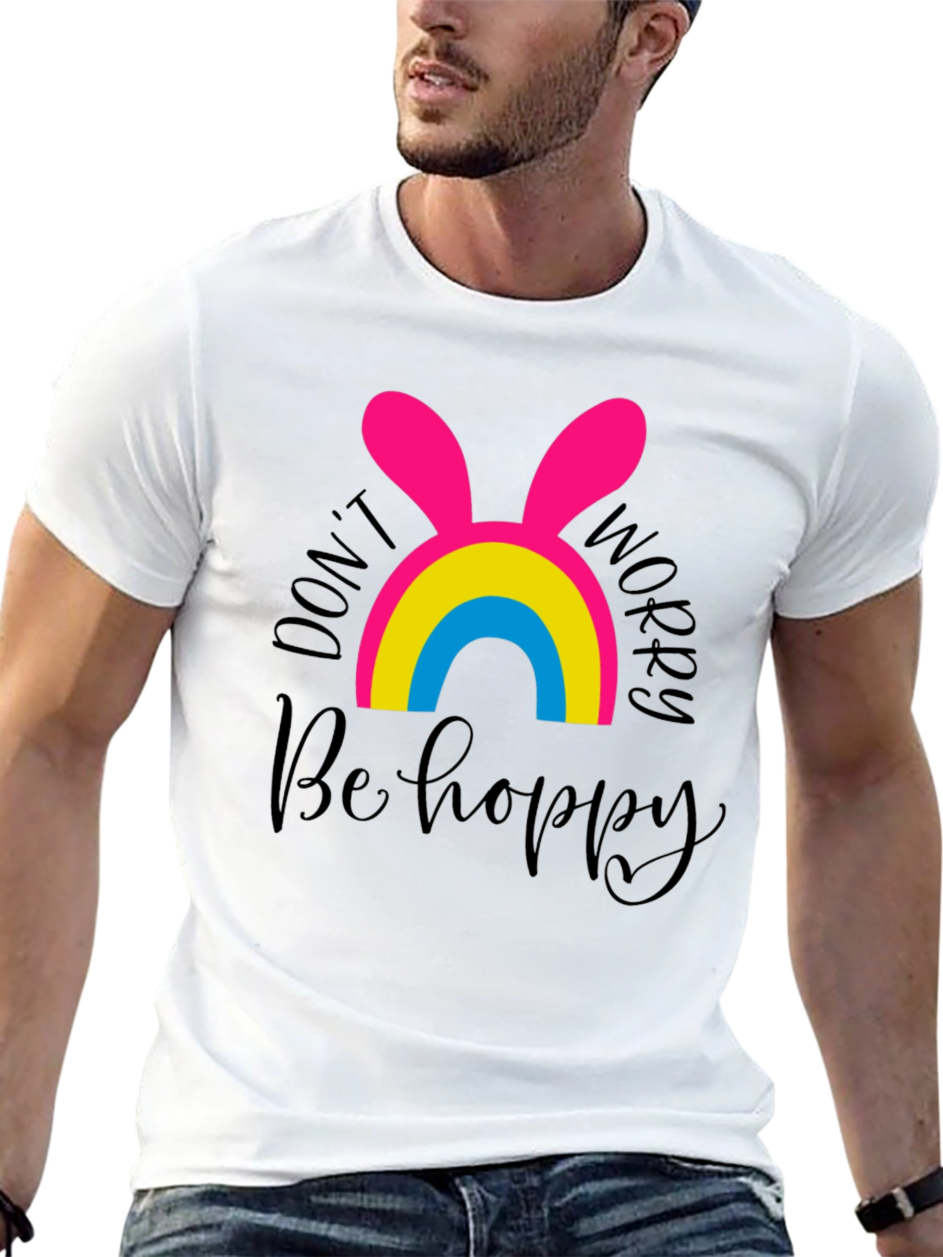 Dont Worry Be Hoppy Easter Pansexual Pride T-Shirt