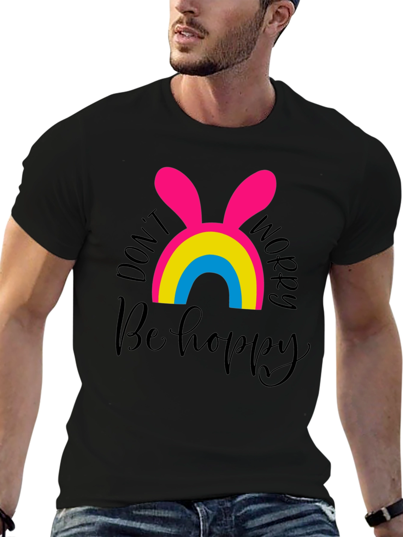 Dont Worry Be Hoppy Easter Pansexual Pride T-Shirt