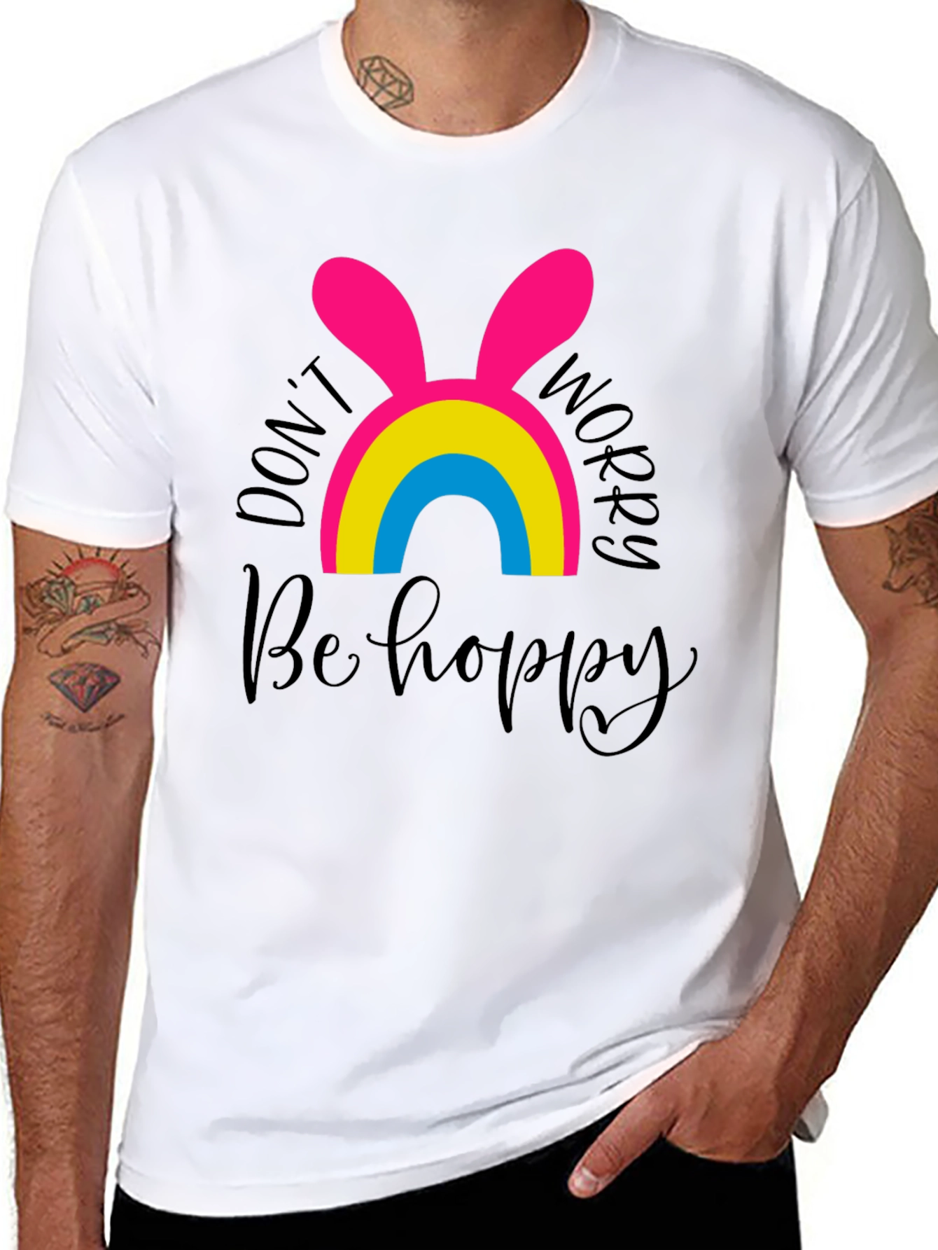 Dont Worry Be Hoppy Easter Pansexual Pride T-Shirt