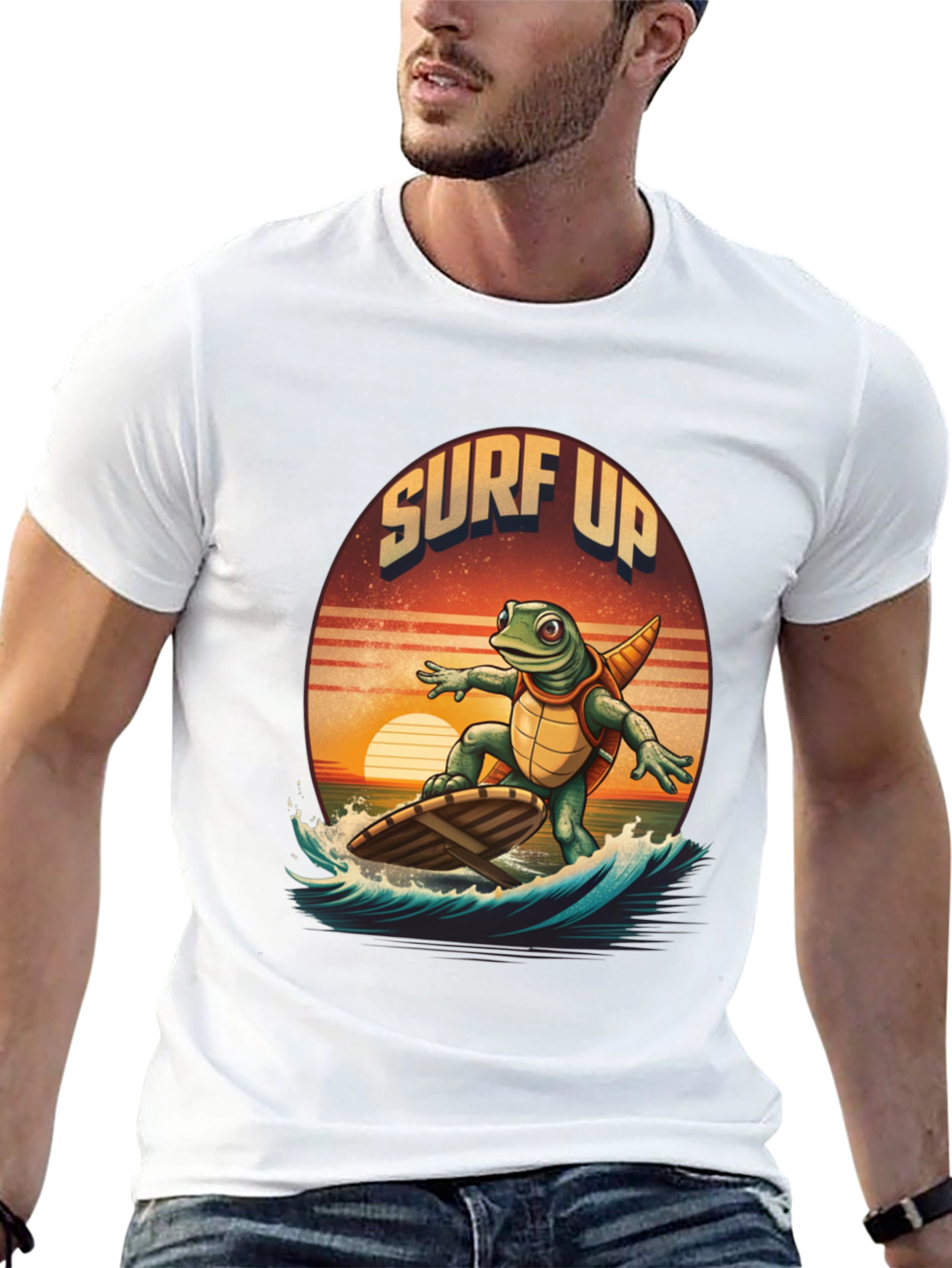 Surf Up Turtle Graphic Tee - Cool Beach Vibes