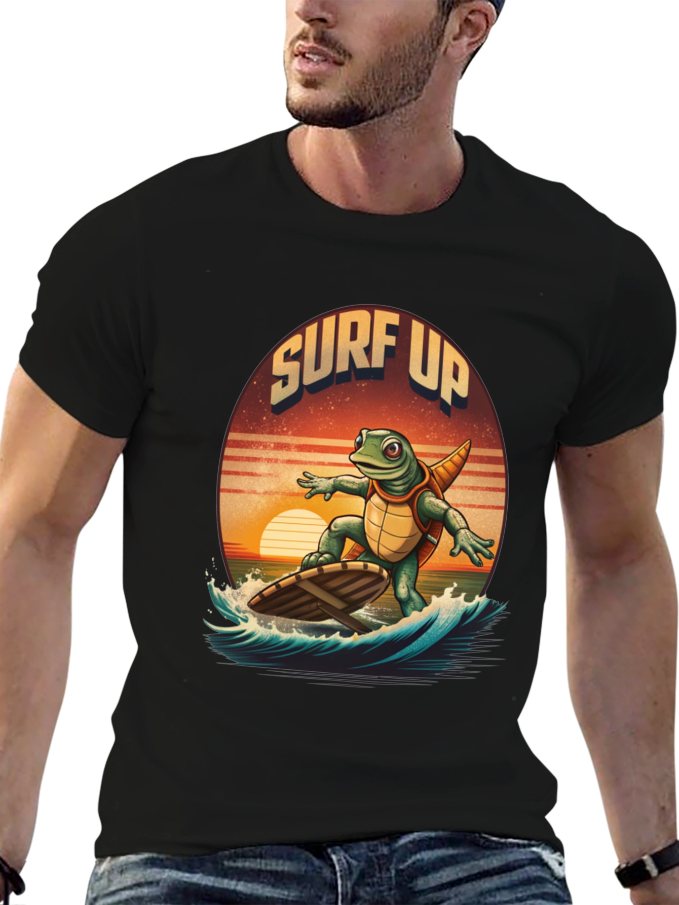 Surf Up Turtle Graphic Tee - Cool Beach Vibes