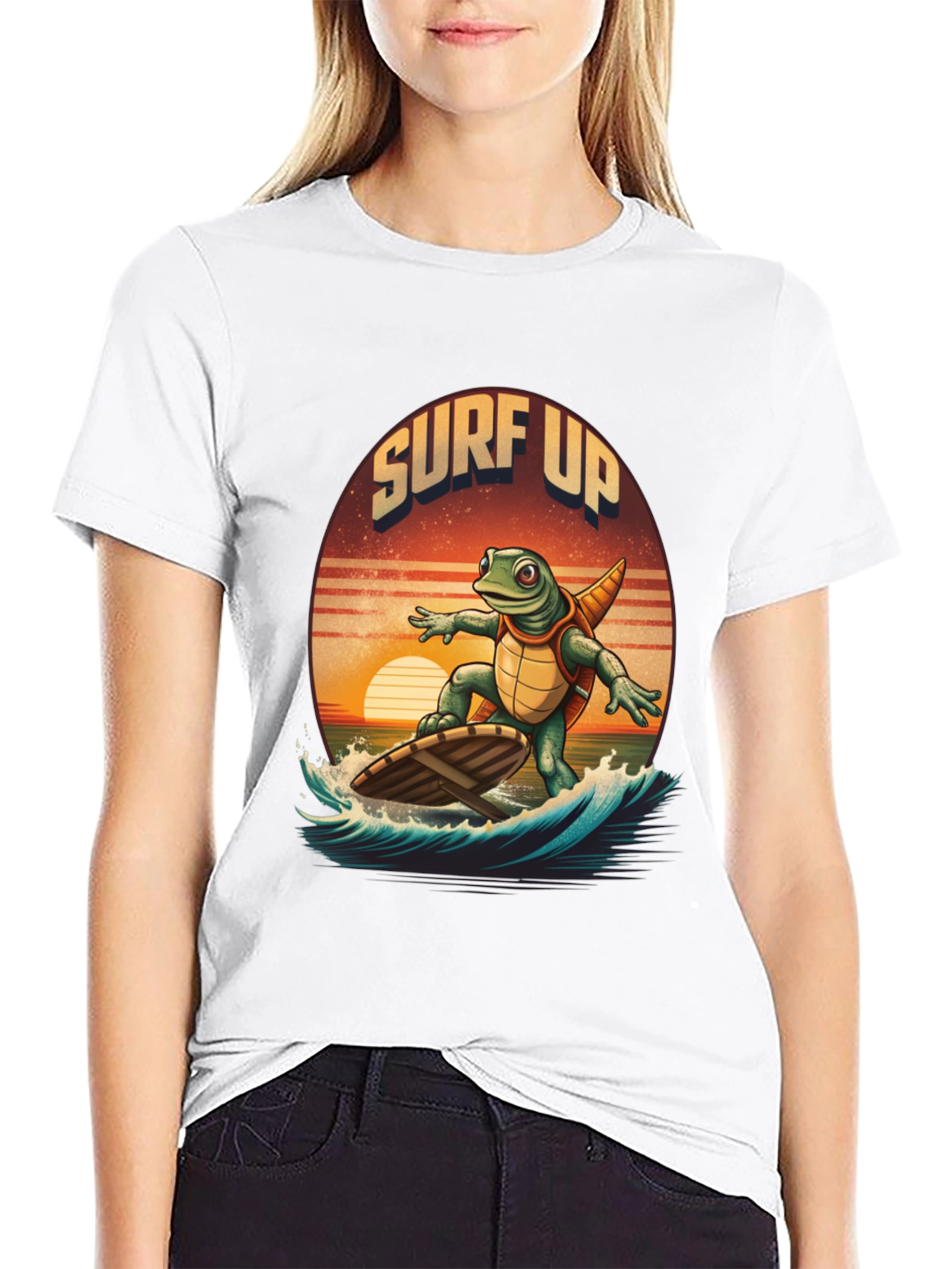Surf Up Turtle Graphic Tee - Cool Beach Vibes
