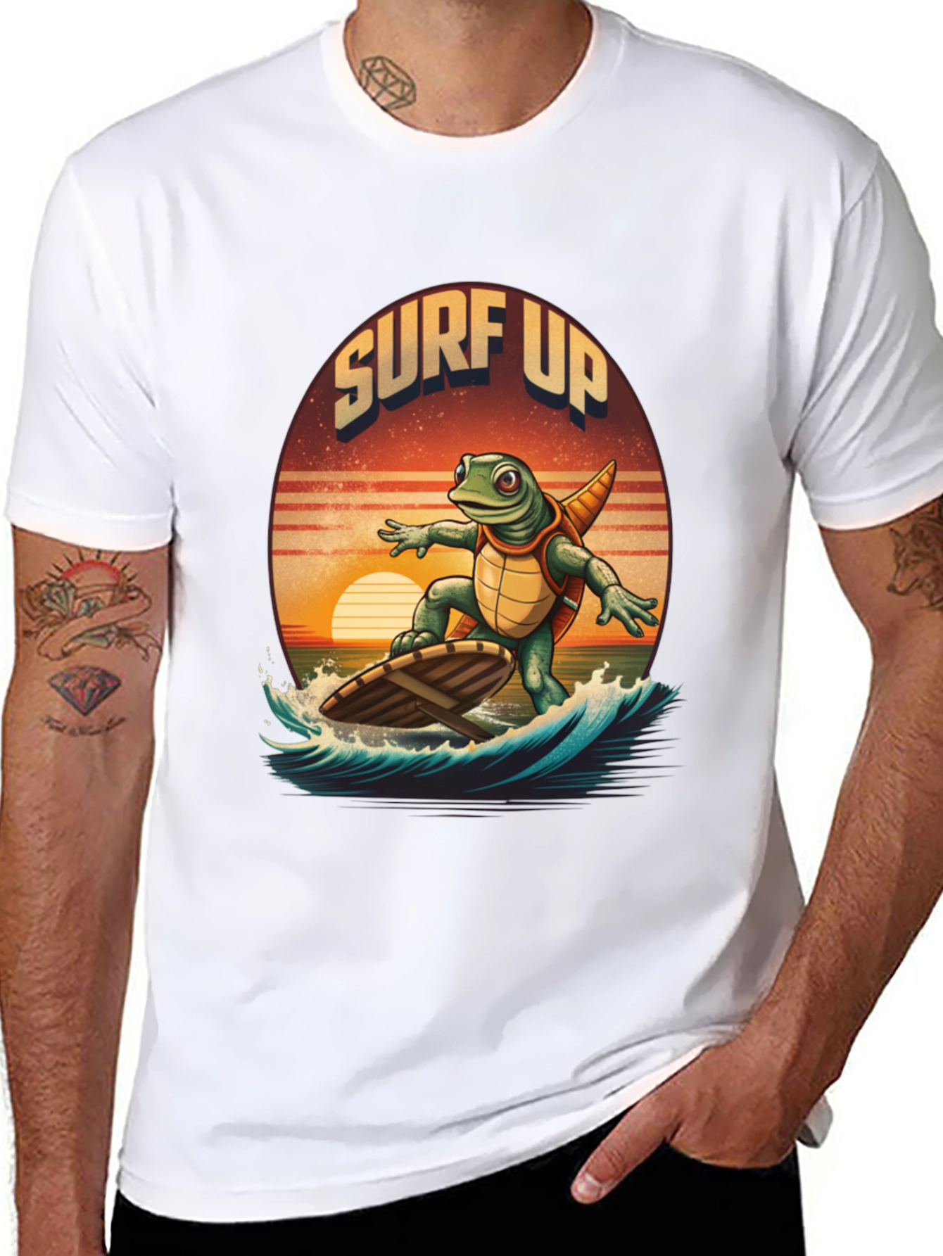 Surf Up Turtle Graphic Tee - Cool Beach Vibes