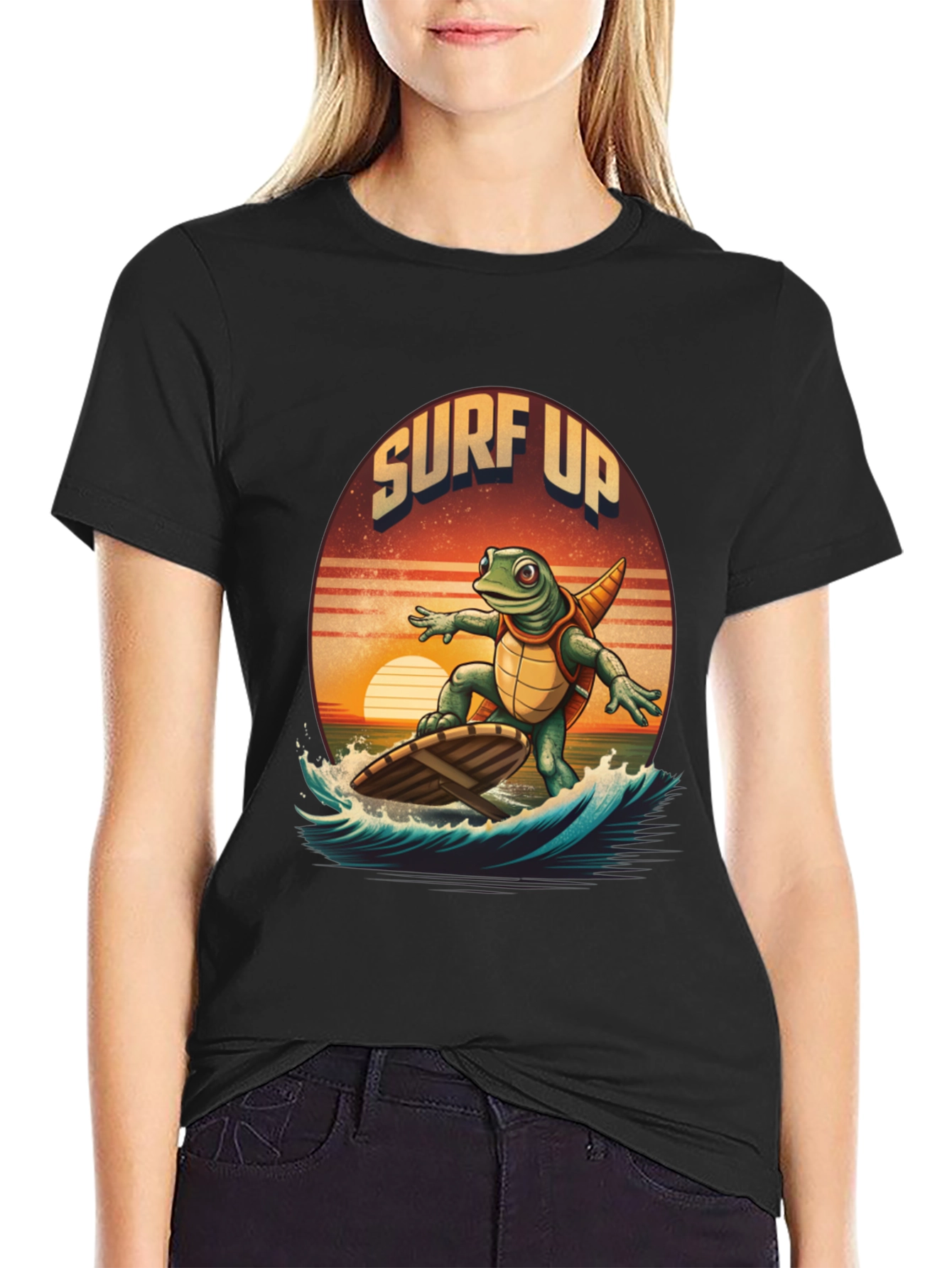 Surf Up Turtle Graphic Tee - Cool Beach Vibes