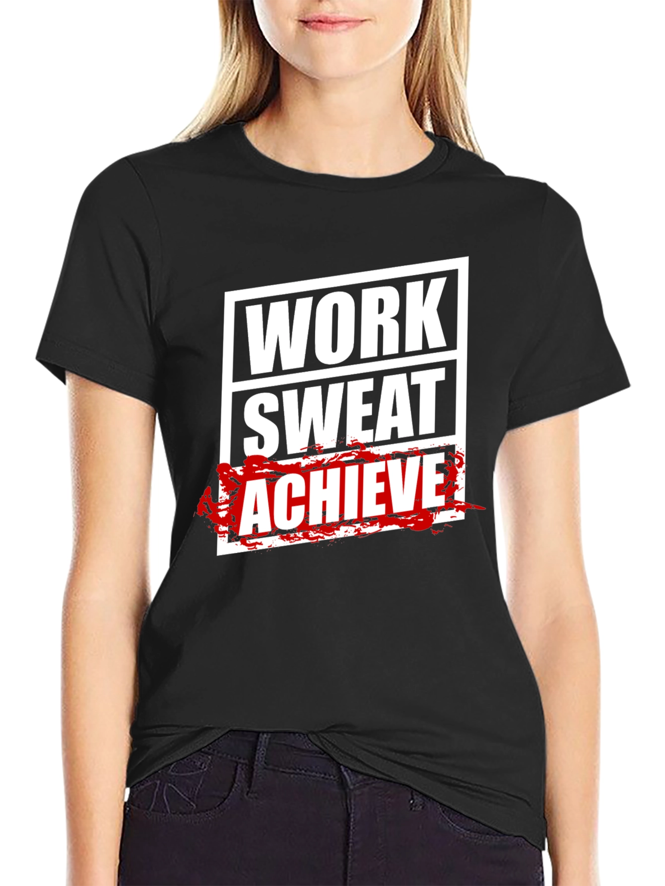 Work Sweat Achieve Mens Black Graphic Tee