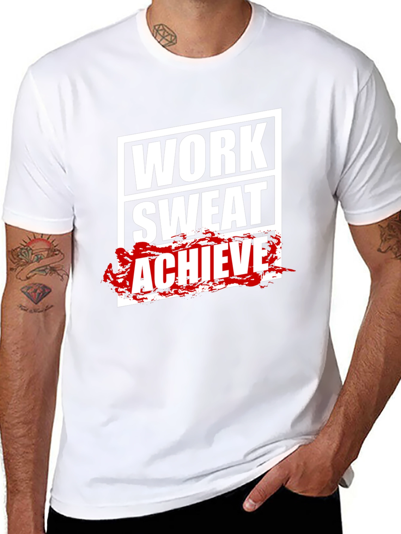 Work Sweat Achieve Mens Black Graphic Tee