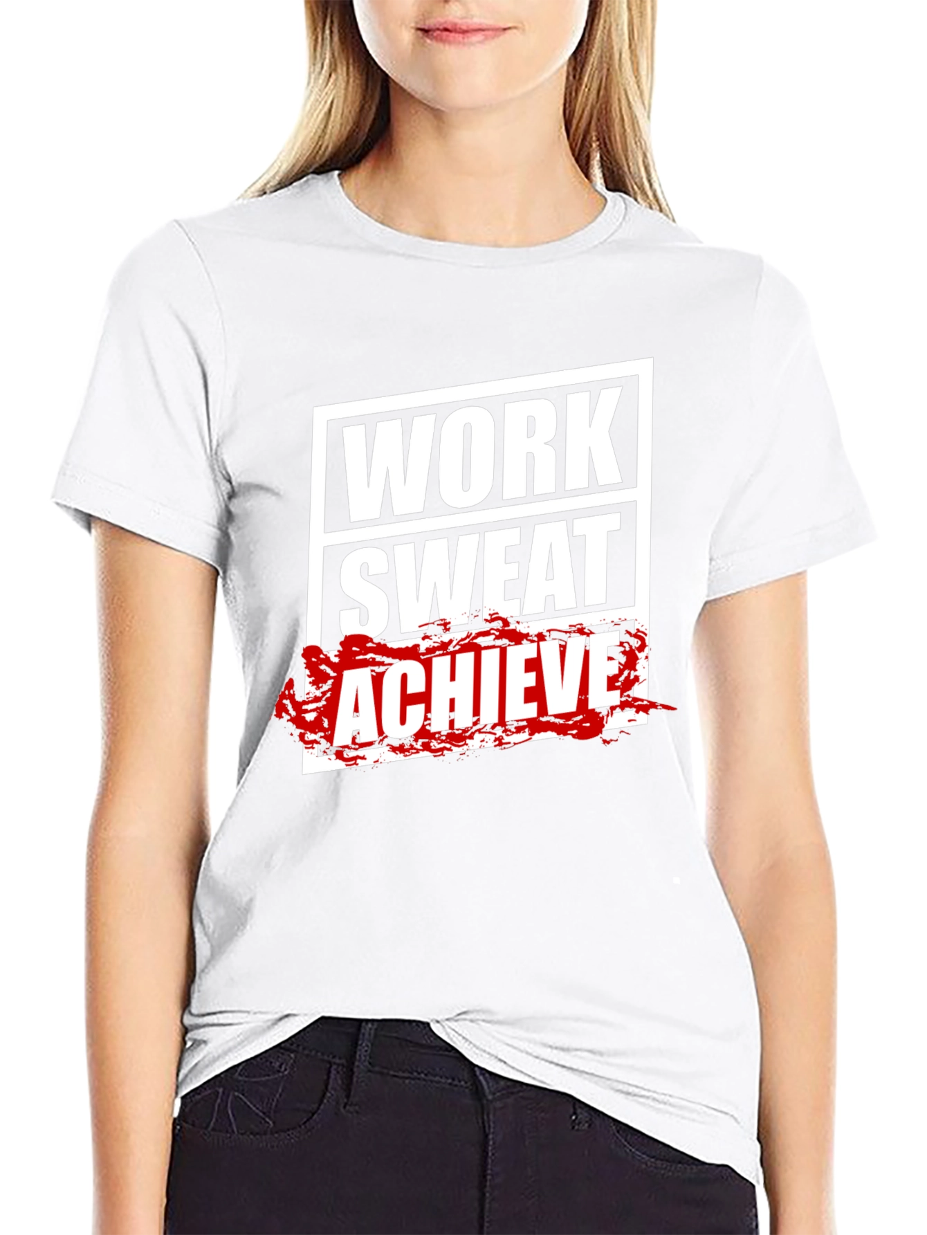Work Sweat Achieve Mens Black Graphic Tee