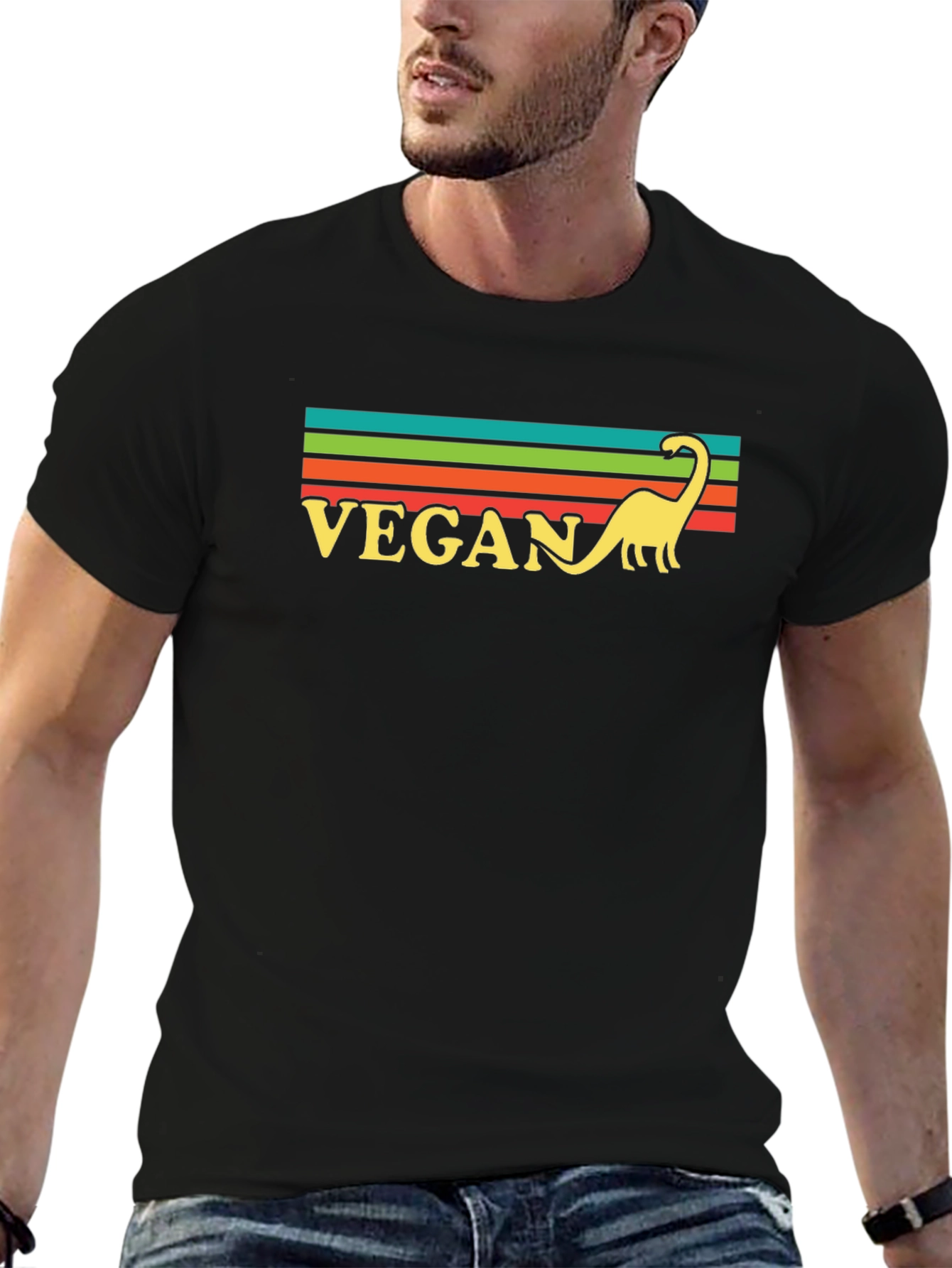 Vegan Dinosaur Retro Style T-Shirt
