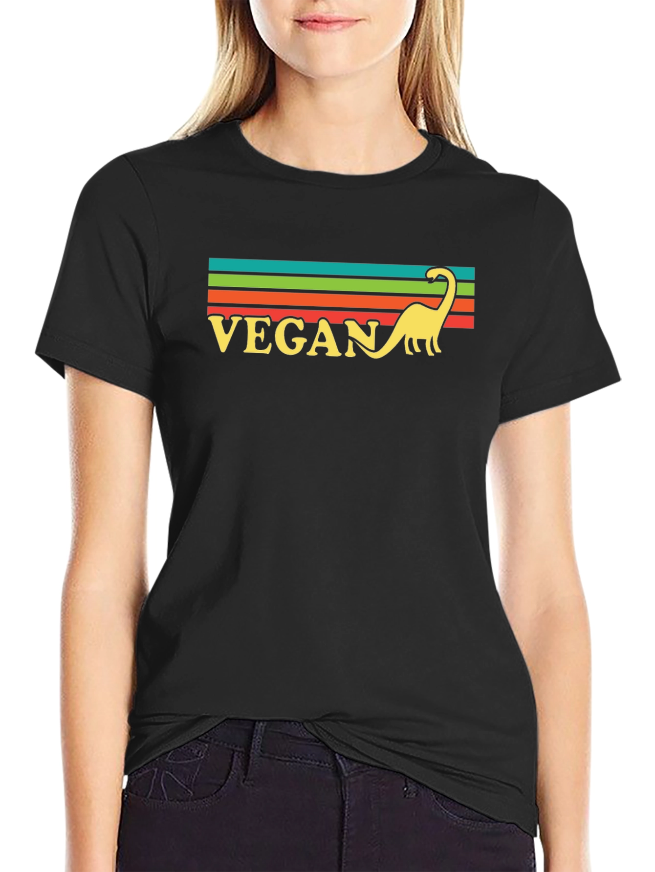 Vegan Dinosaur Retro Style T-Shirt