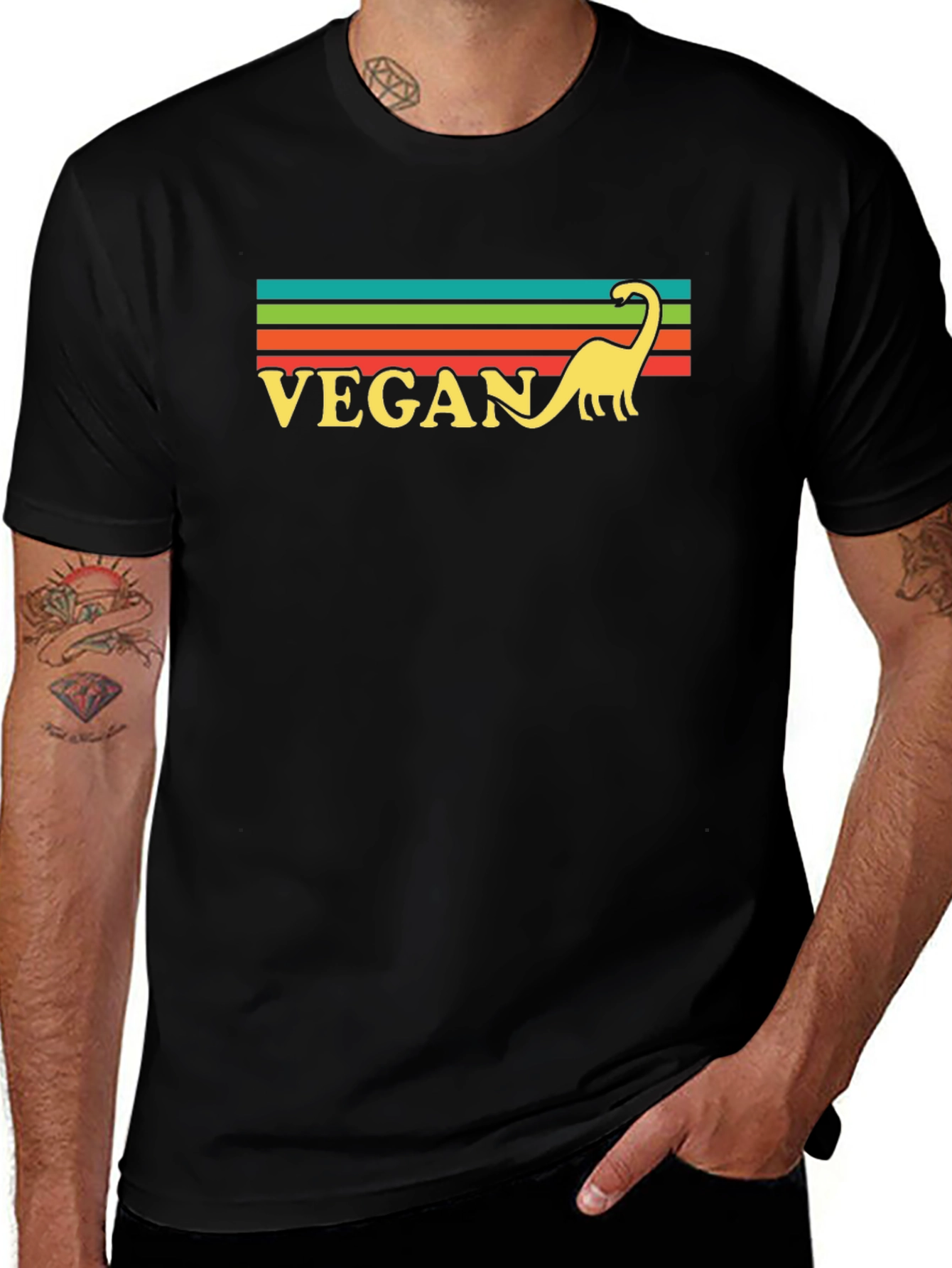 Vegan Dinosaur Retro Style T-Shirt