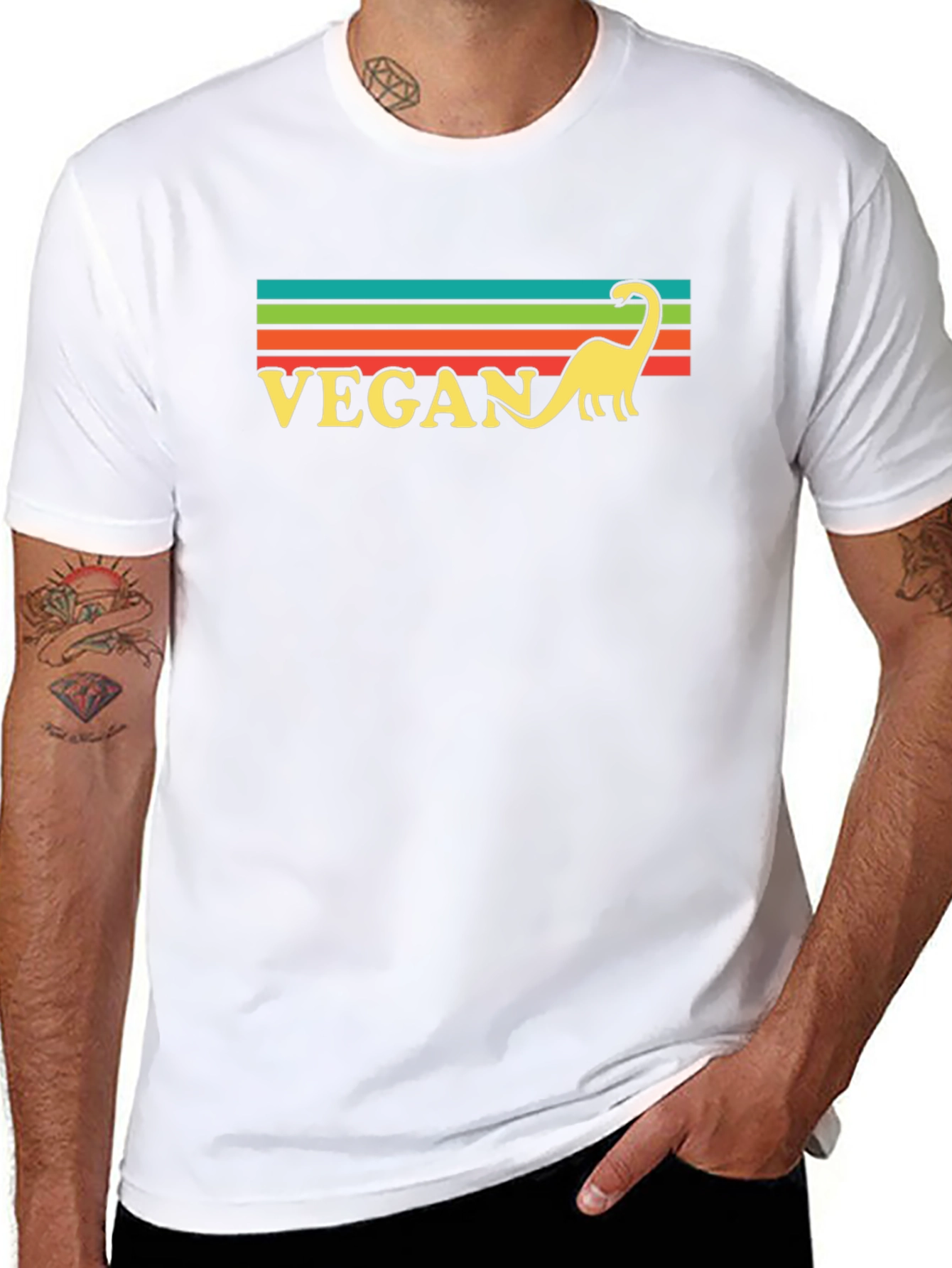 Vegan Dinosaur Retro Style T-Shirt