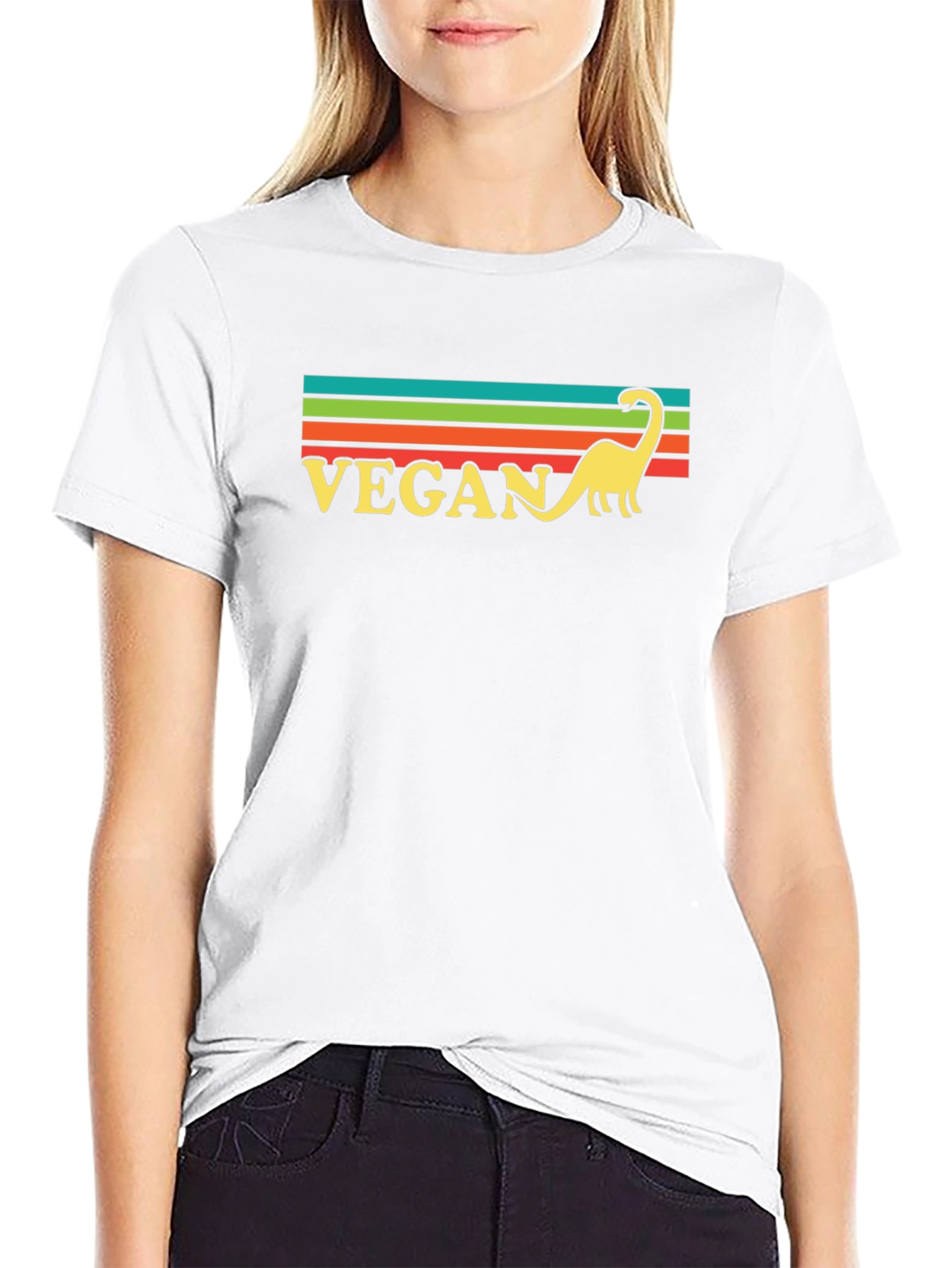 Vegan Dinosaur Retro Style T-Shirt