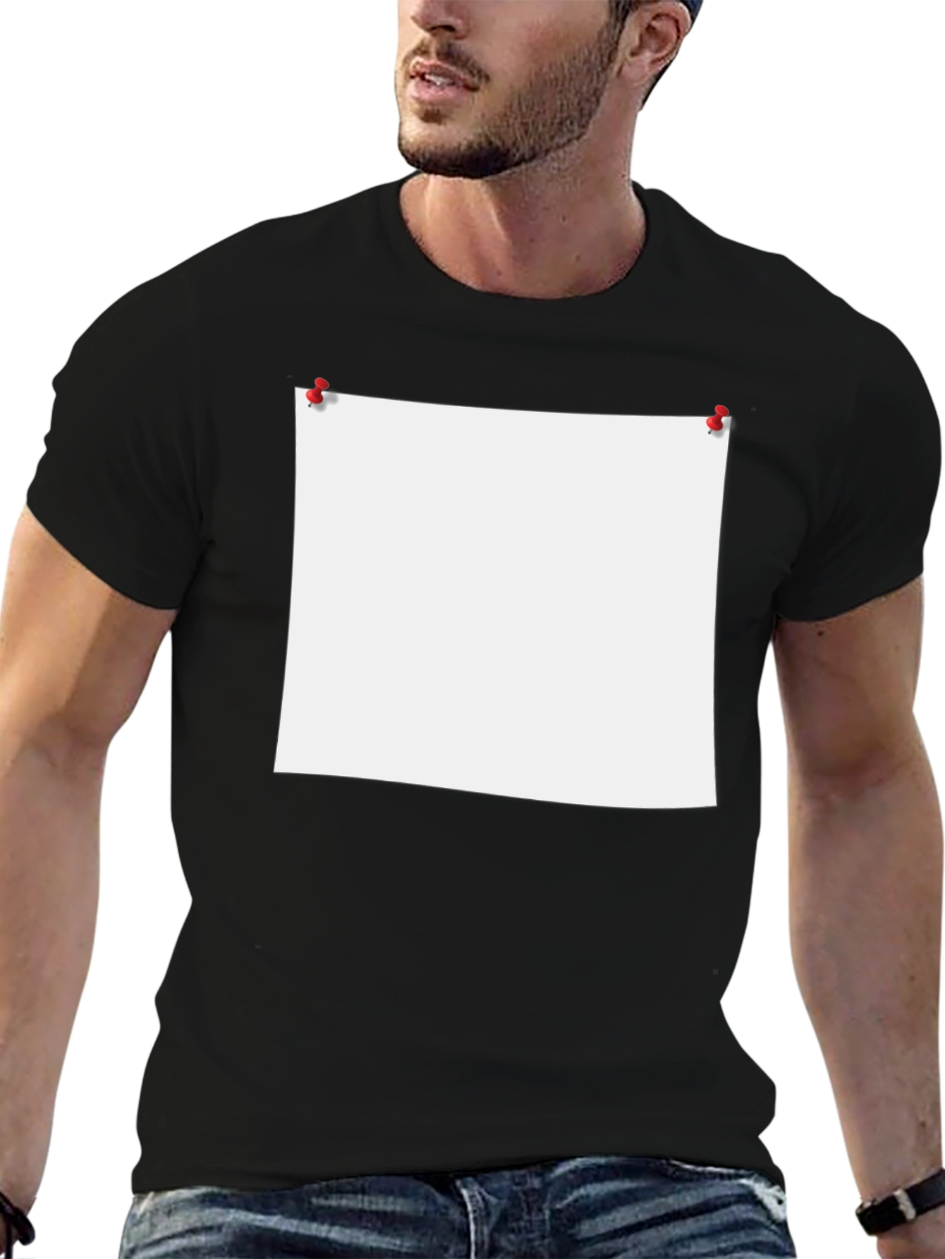 Novelty Black T-Shirt with Customizable Note Design