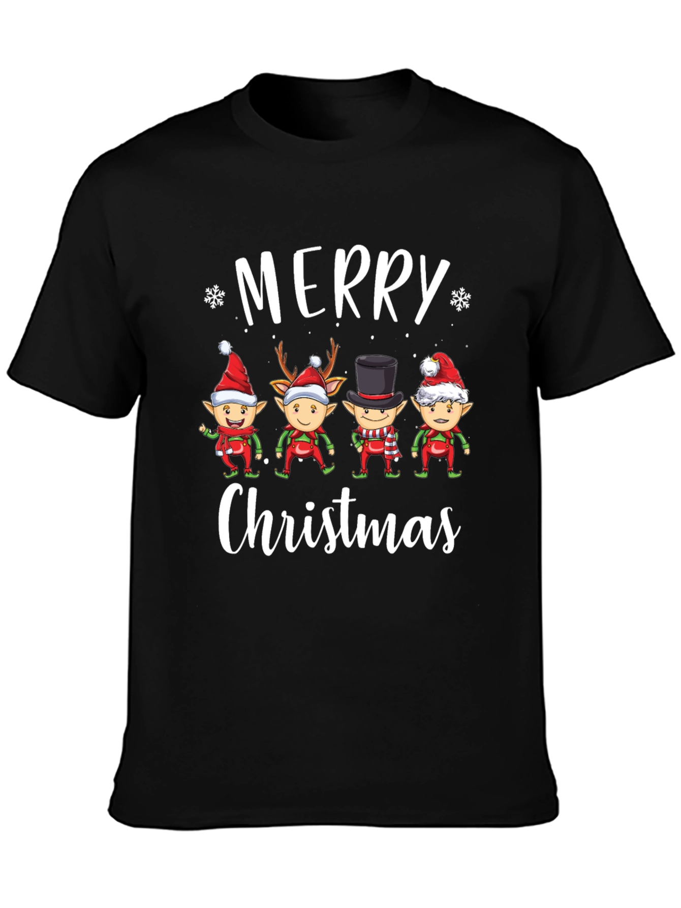 Merry Christmas Elf Squad Black T-Shirt