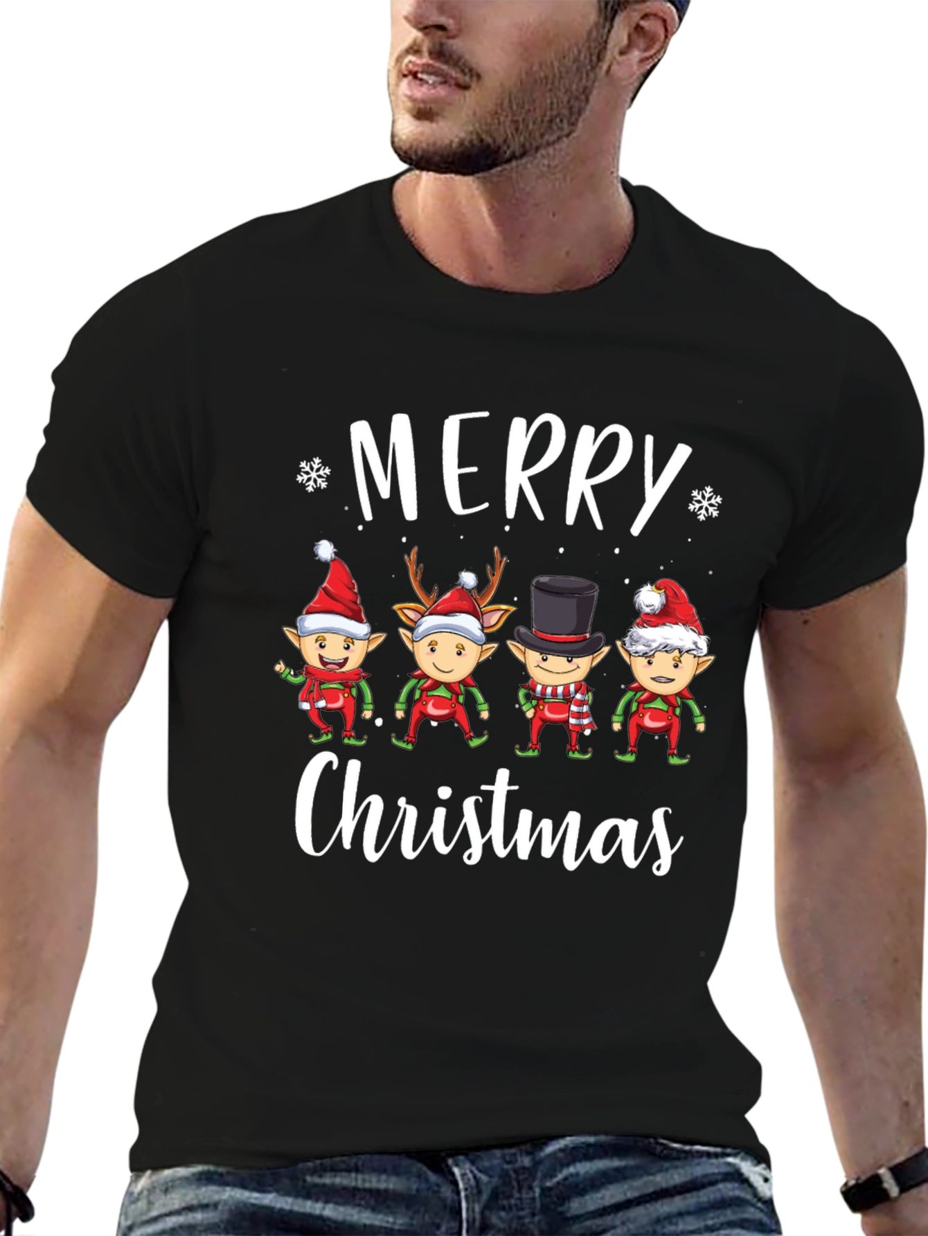 Merry Christmas Elf Squad Black T-Shirt
