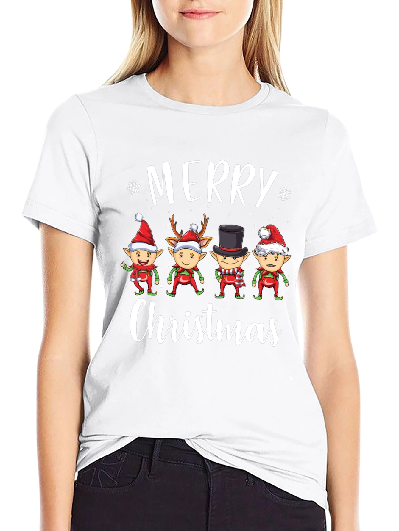 Merry Christmas Elf Squad Black T-Shirt