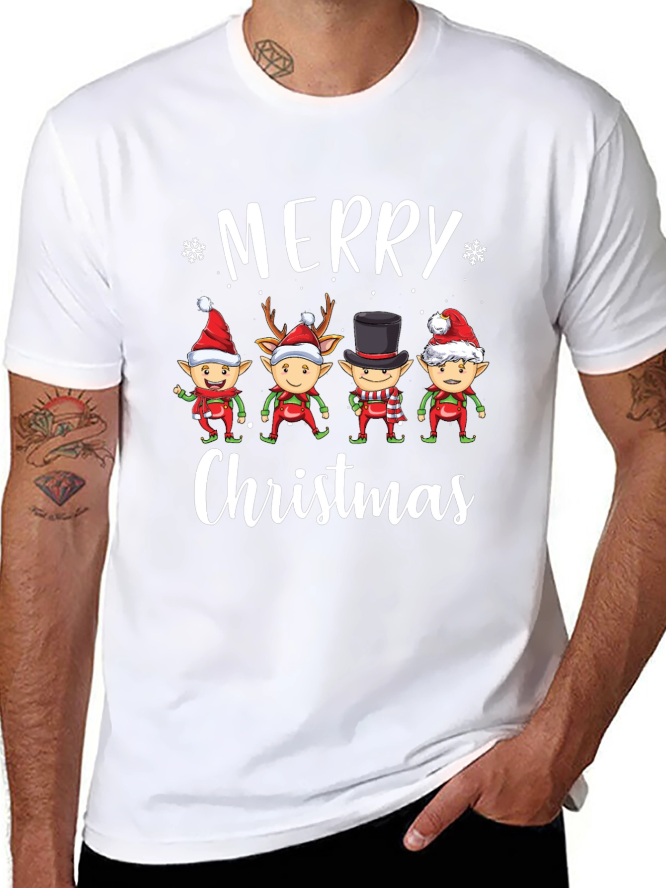 Merry Christmas Elf Squad Black T-Shirt