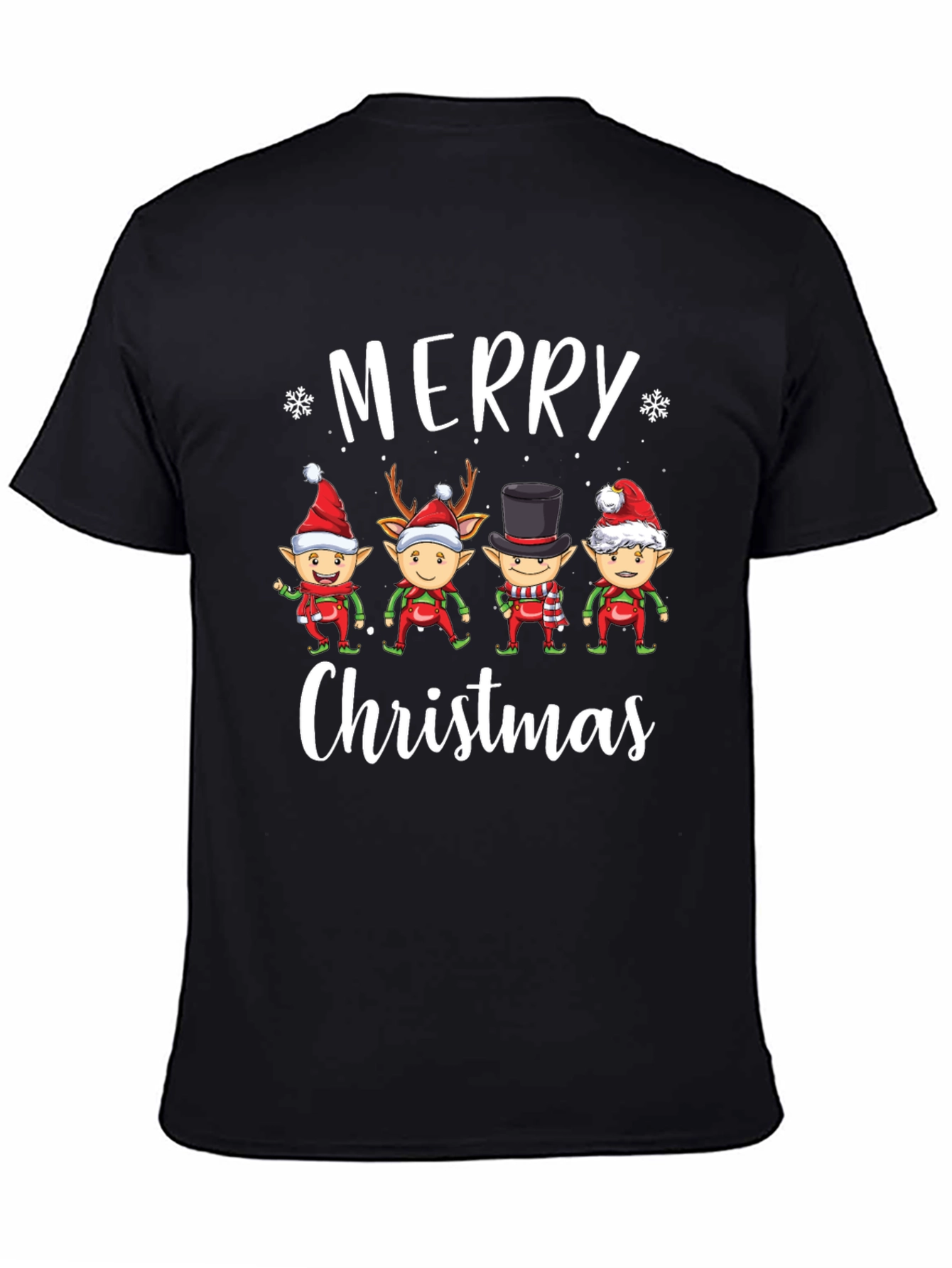 Merry Christmas Elf Squad Black T-Shirt