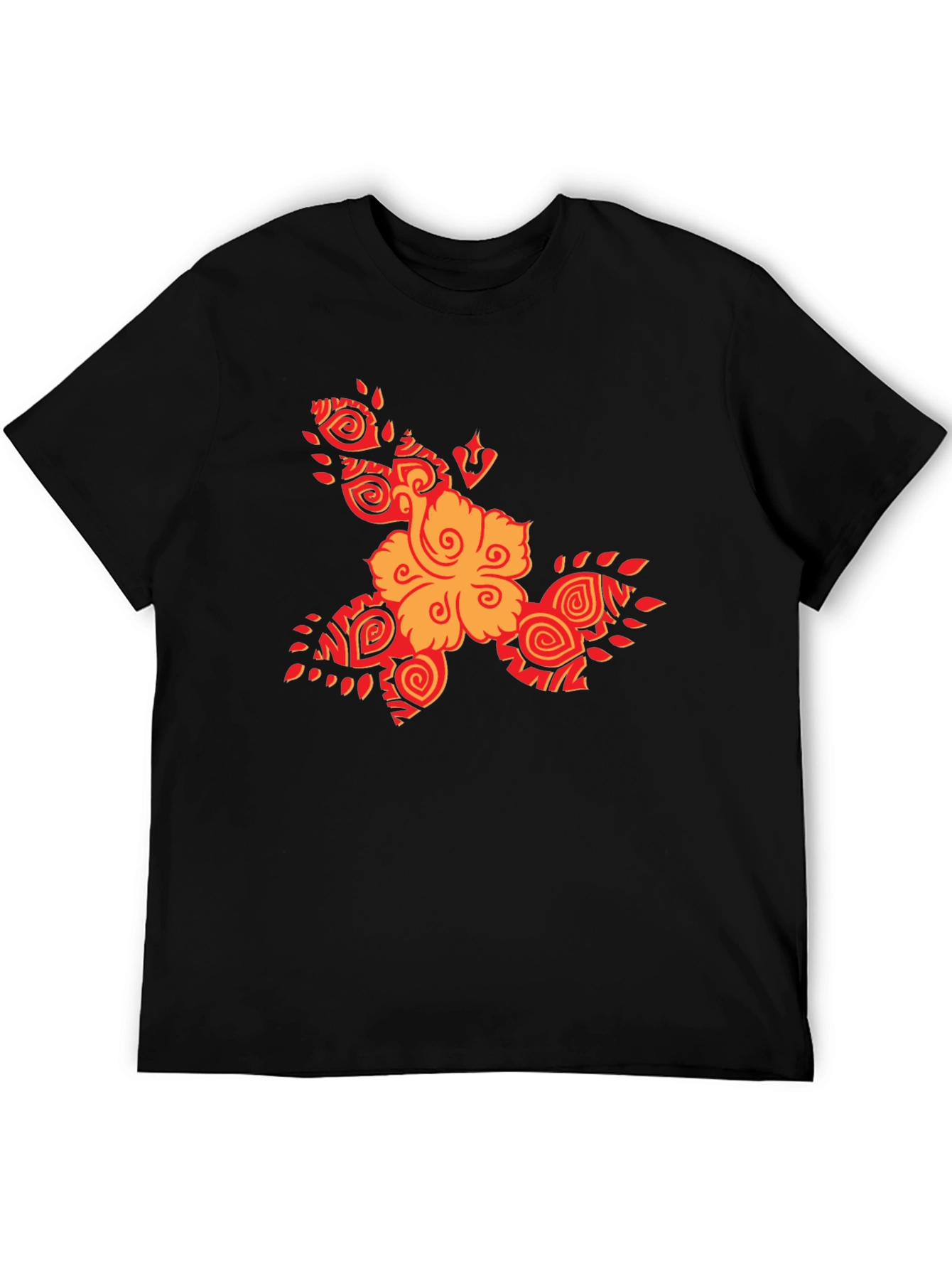 Tribal Flower Graphic Black T-Shirt