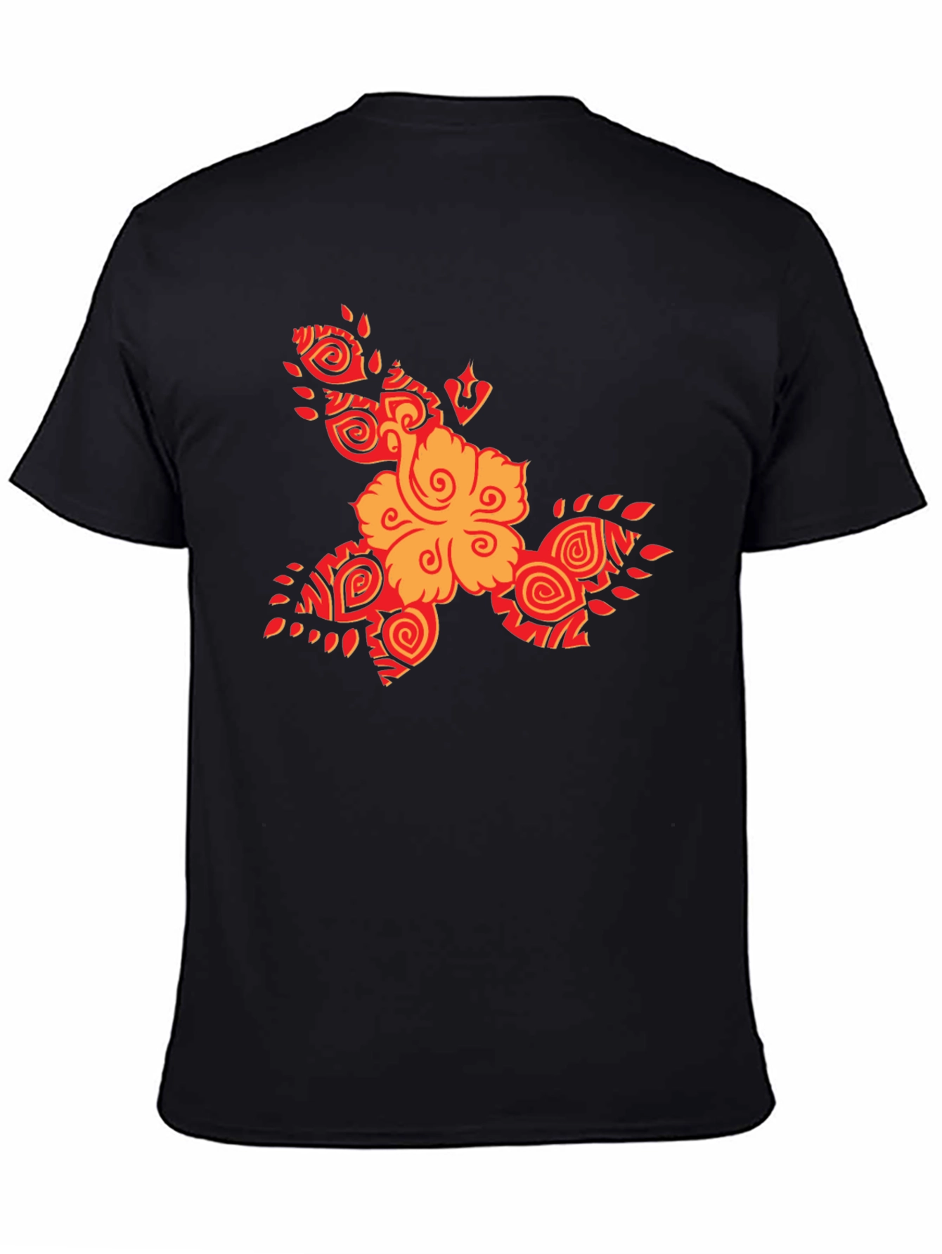 Tribal Flower Graphic Black T-Shirt