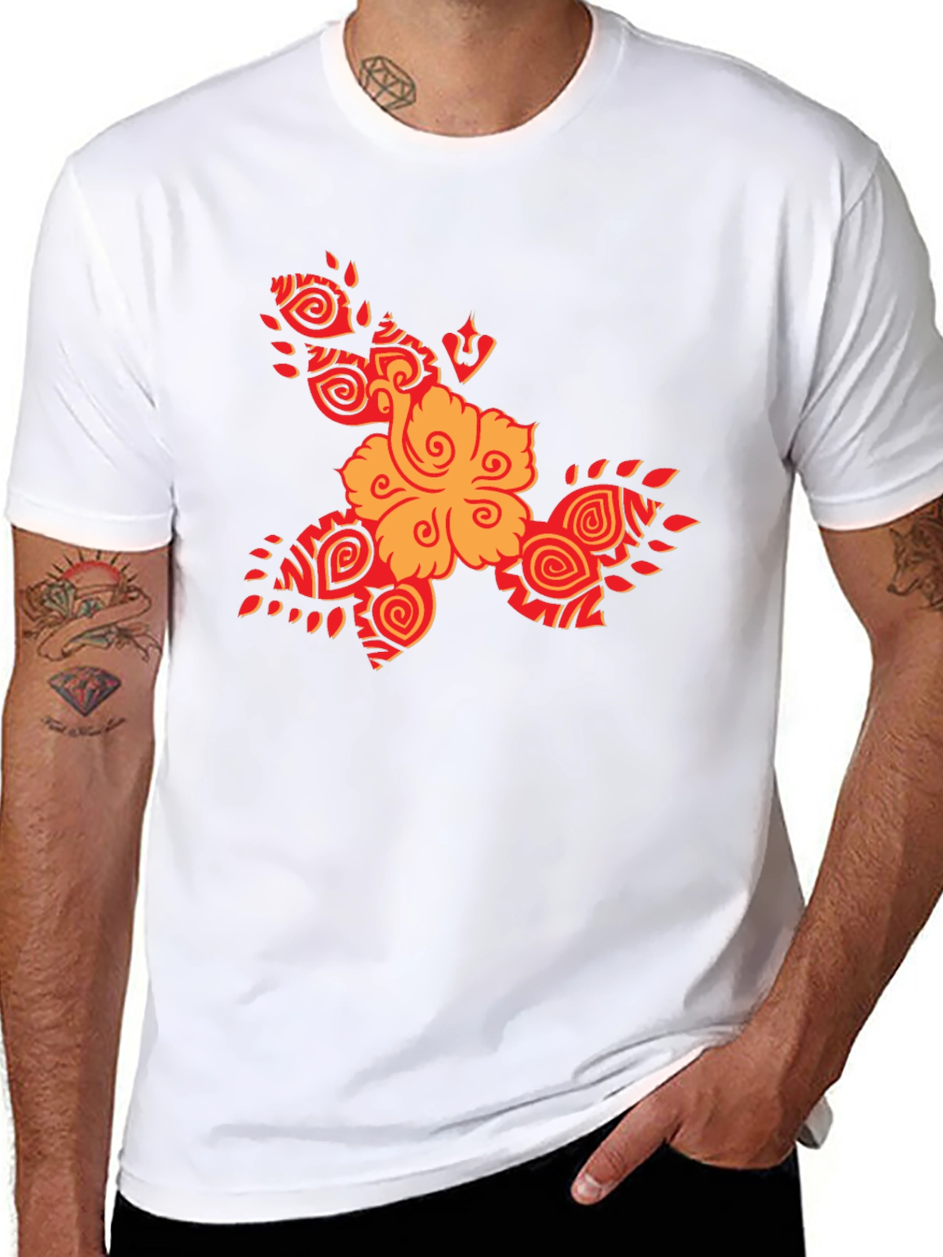 Tribal Flower Graphic Black T-Shirt