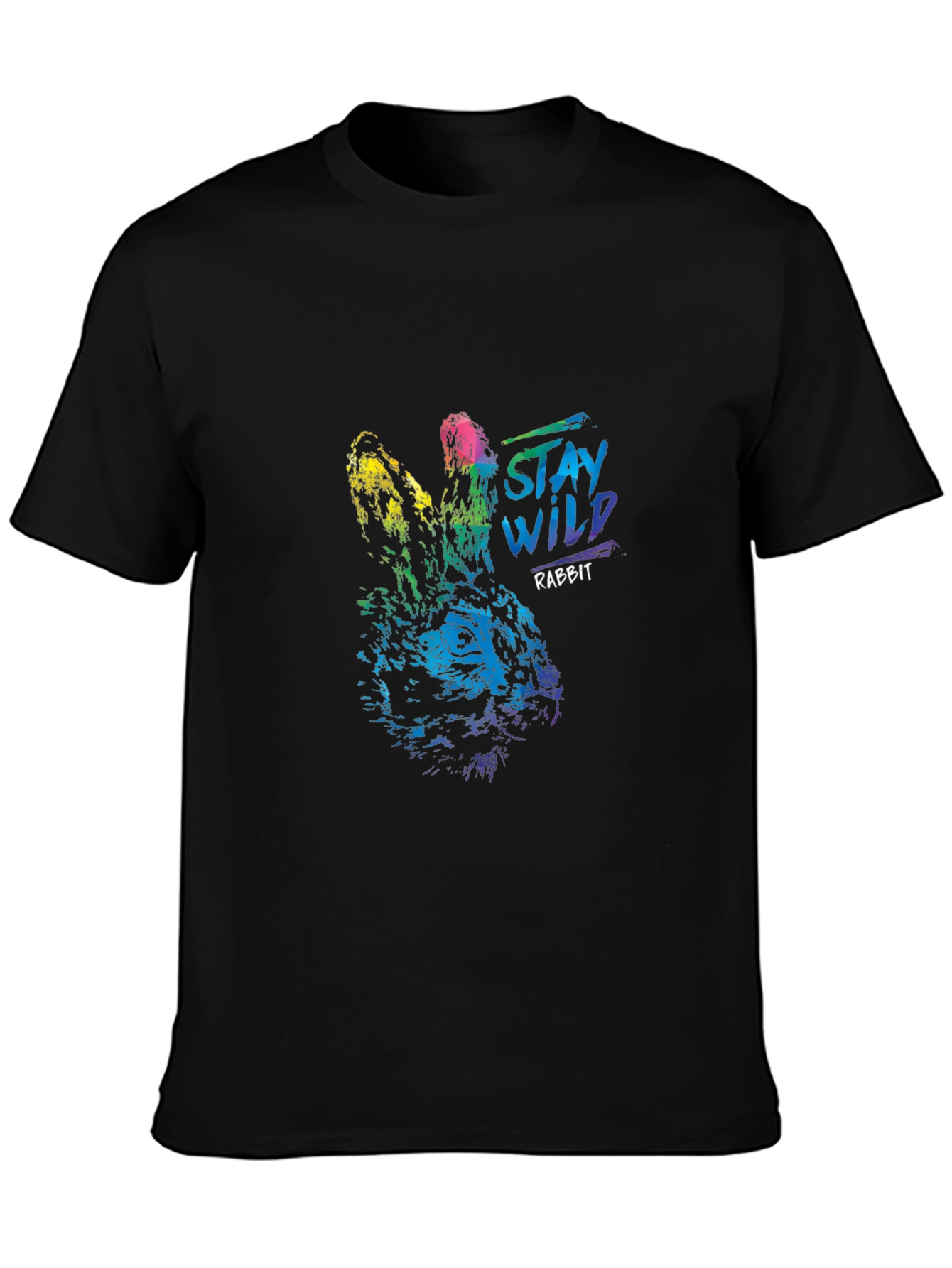 Stay Wild Rabbit Graphic T-Shirt - Black