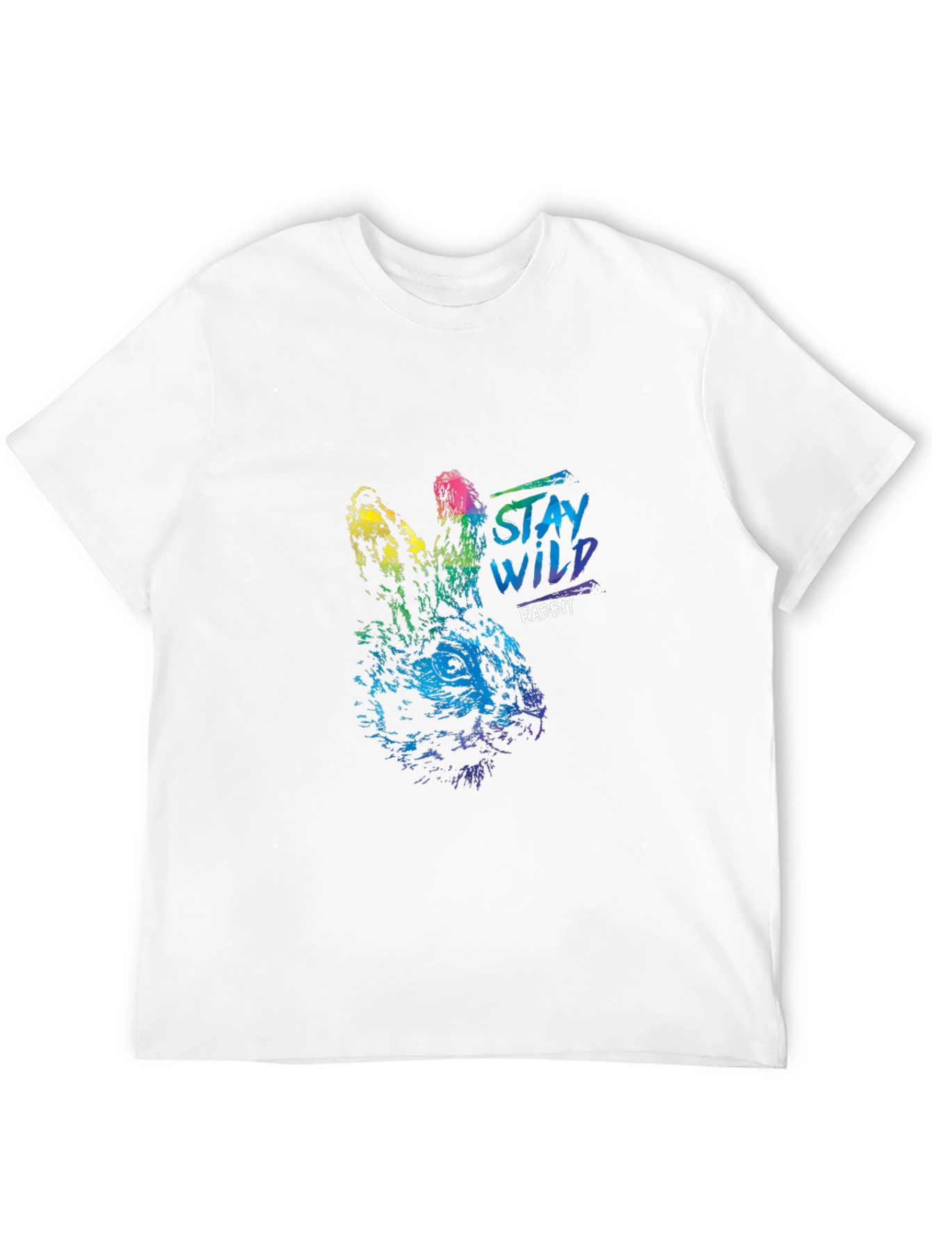 Stay Wild Rabbit Graphic T-Shirt - Black