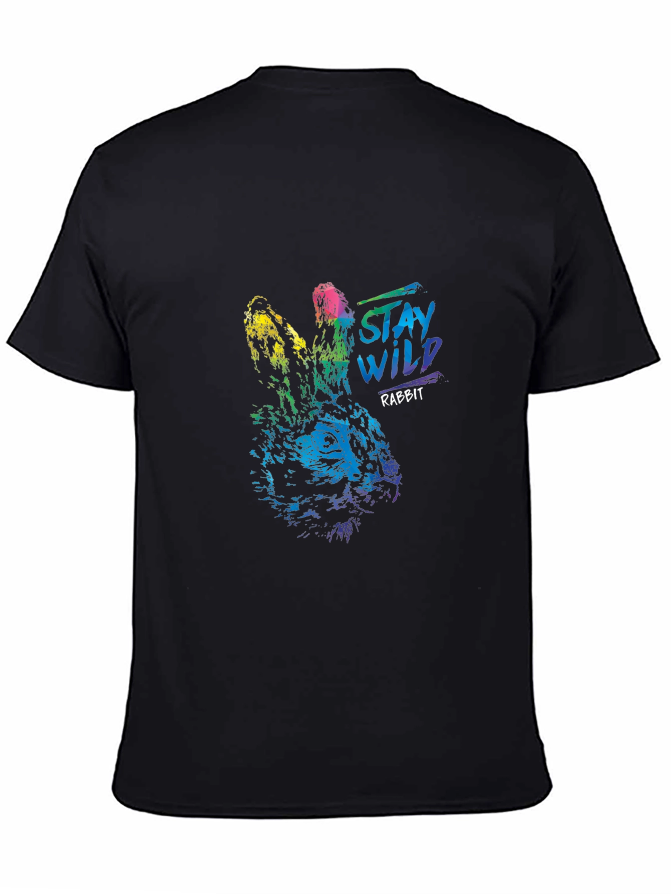 Stay Wild Rabbit Graphic T-Shirt - Black