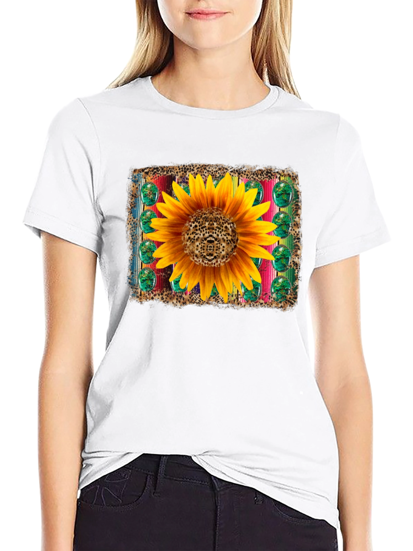 Sunflower Serape Leopard T-Shirt