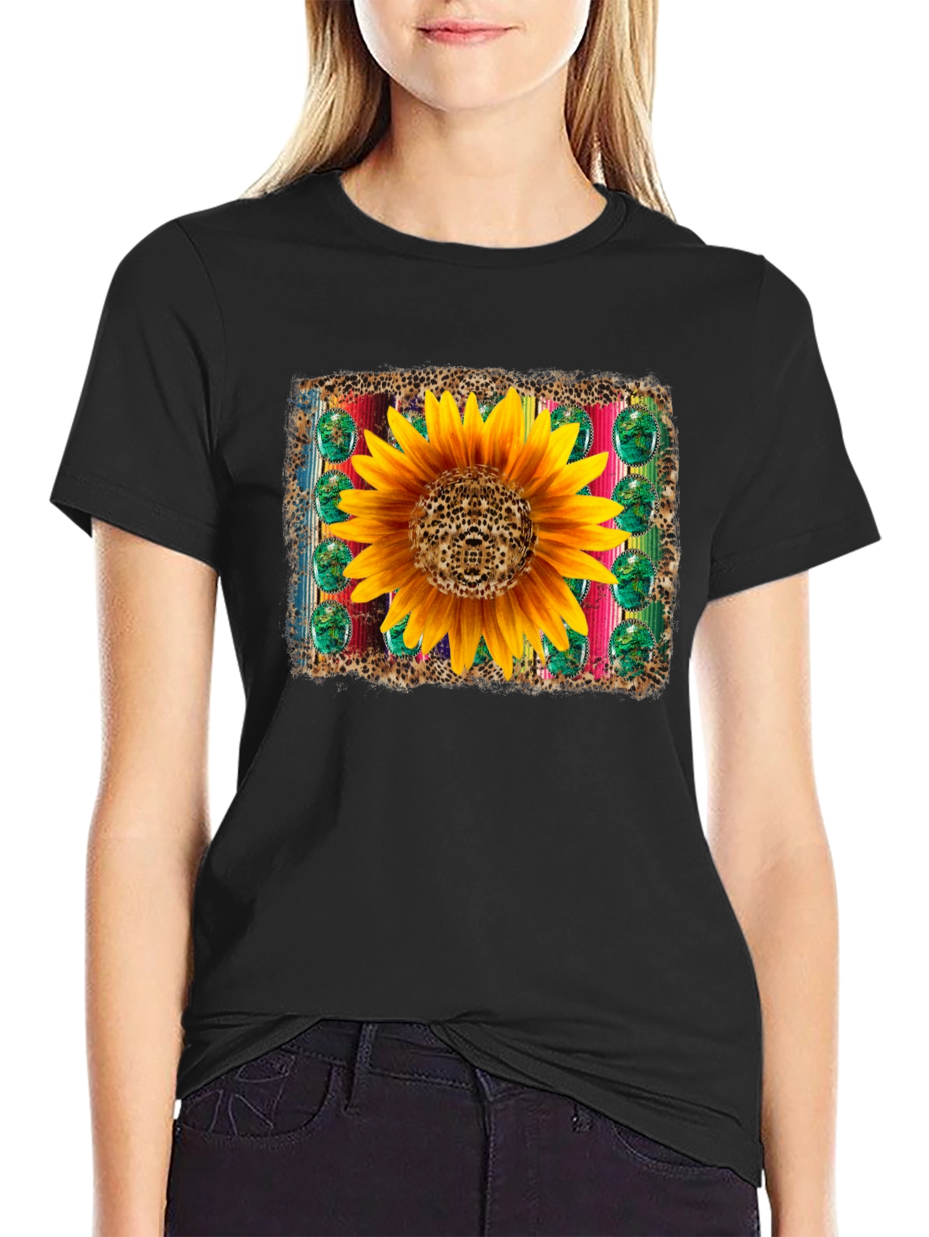 Sunflower Serape Leopard T-Shirt