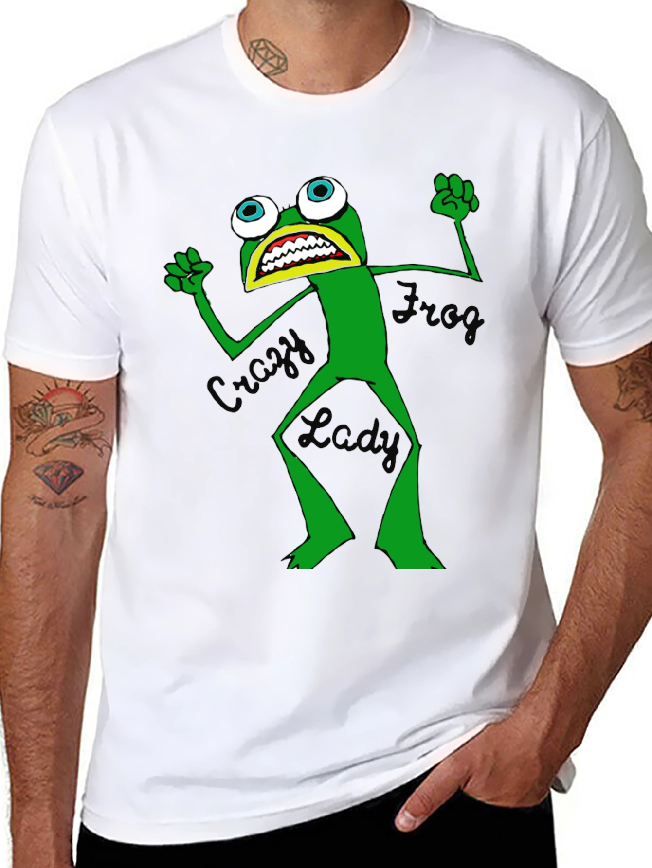 Crazy Frog Lady Graphic T-Shirt - Unisex Black Tee