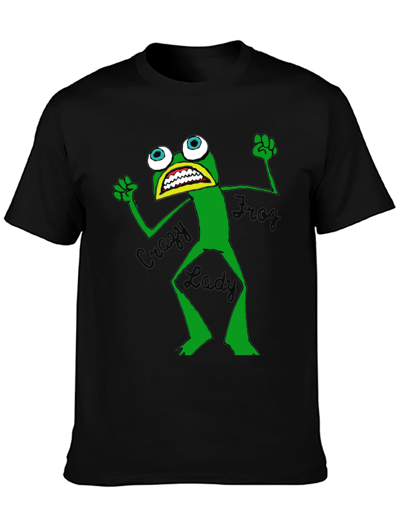 Crazy Frog Lady Graphic T-Shirt - Unisex Black Tee
