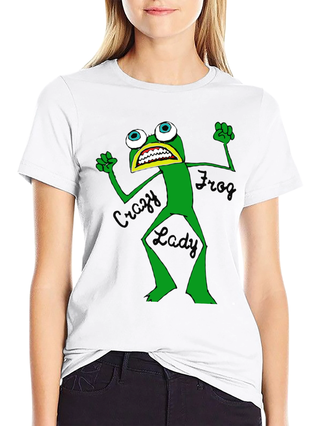 Crazy Frog Lady Graphic T-Shirt - Unisex Black Tee