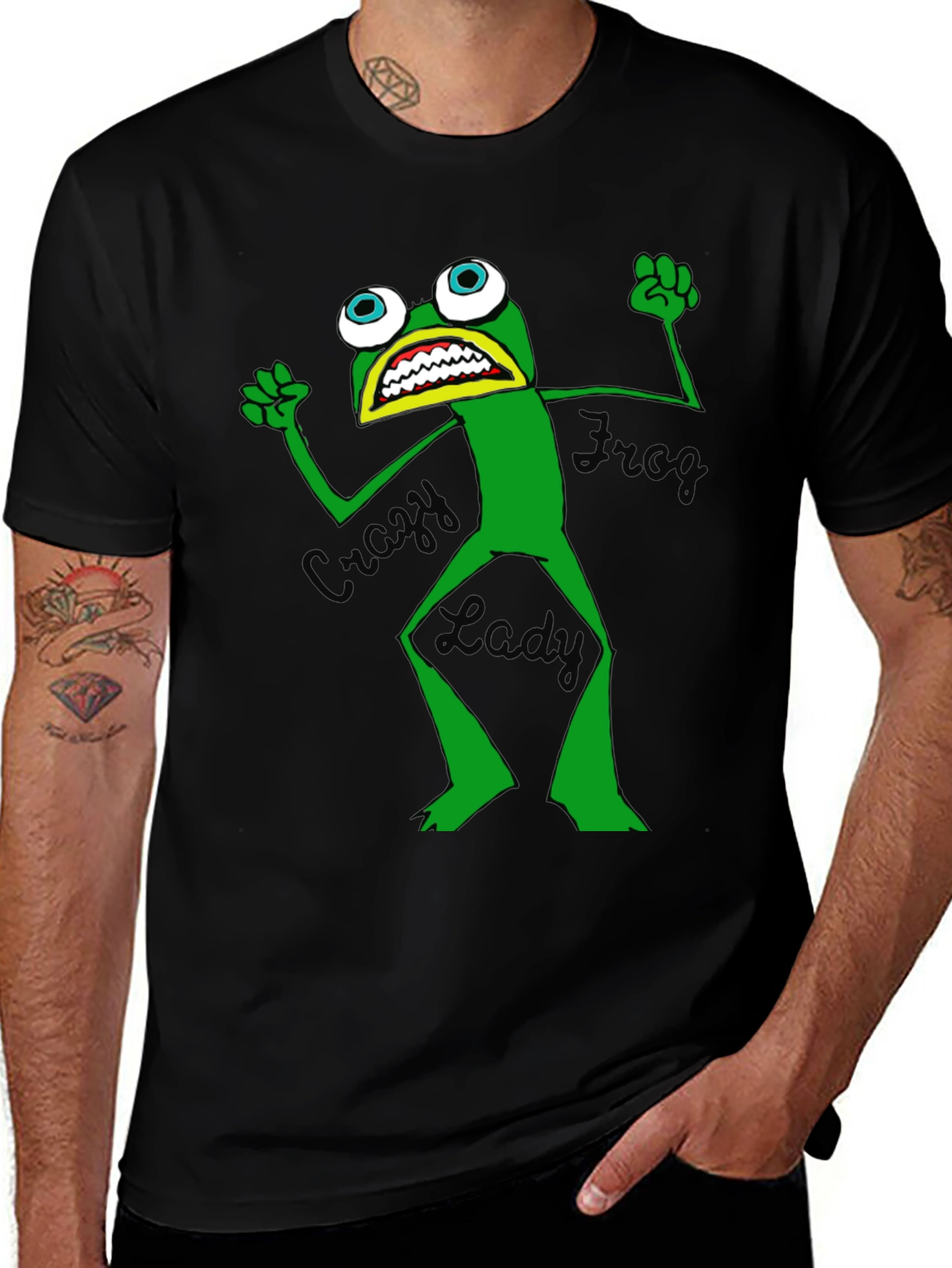 Crazy Frog Lady Graphic T-Shirt - Unisex Black Tee