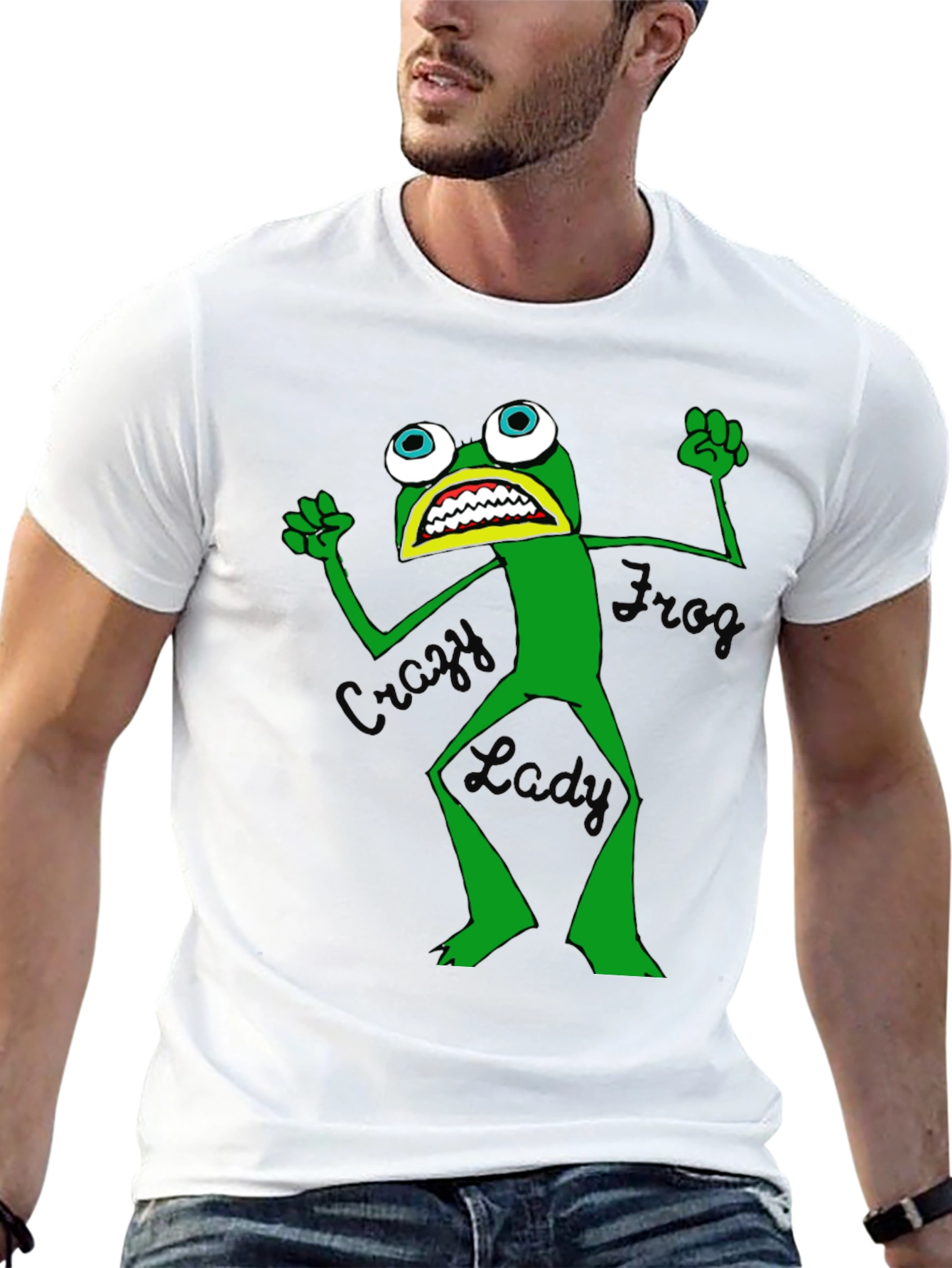Crazy Frog Lady Graphic T-Shirt - Unisex Black Tee