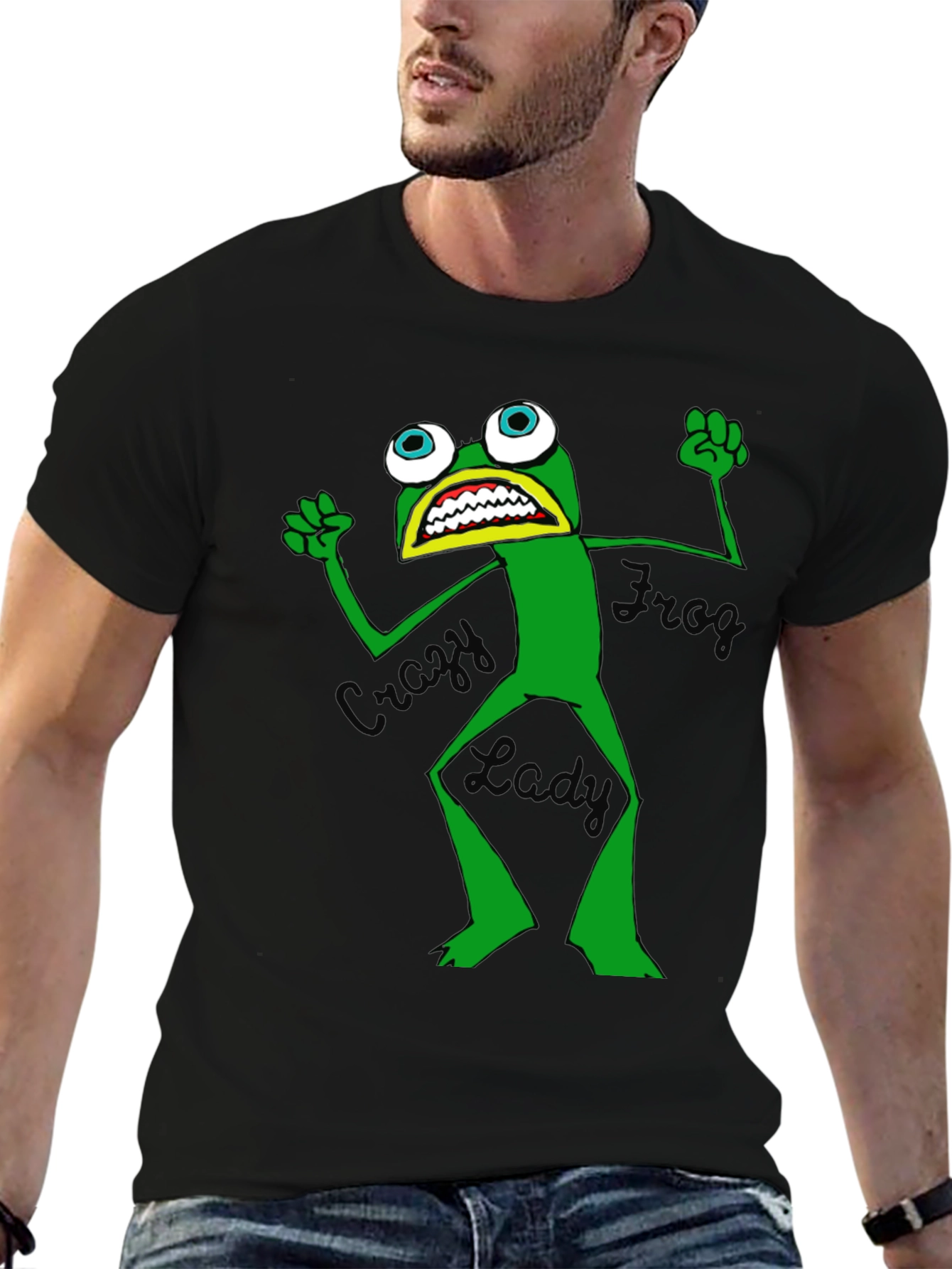 Crazy Frog Lady Graphic T-Shirt - Unisex Black Tee
