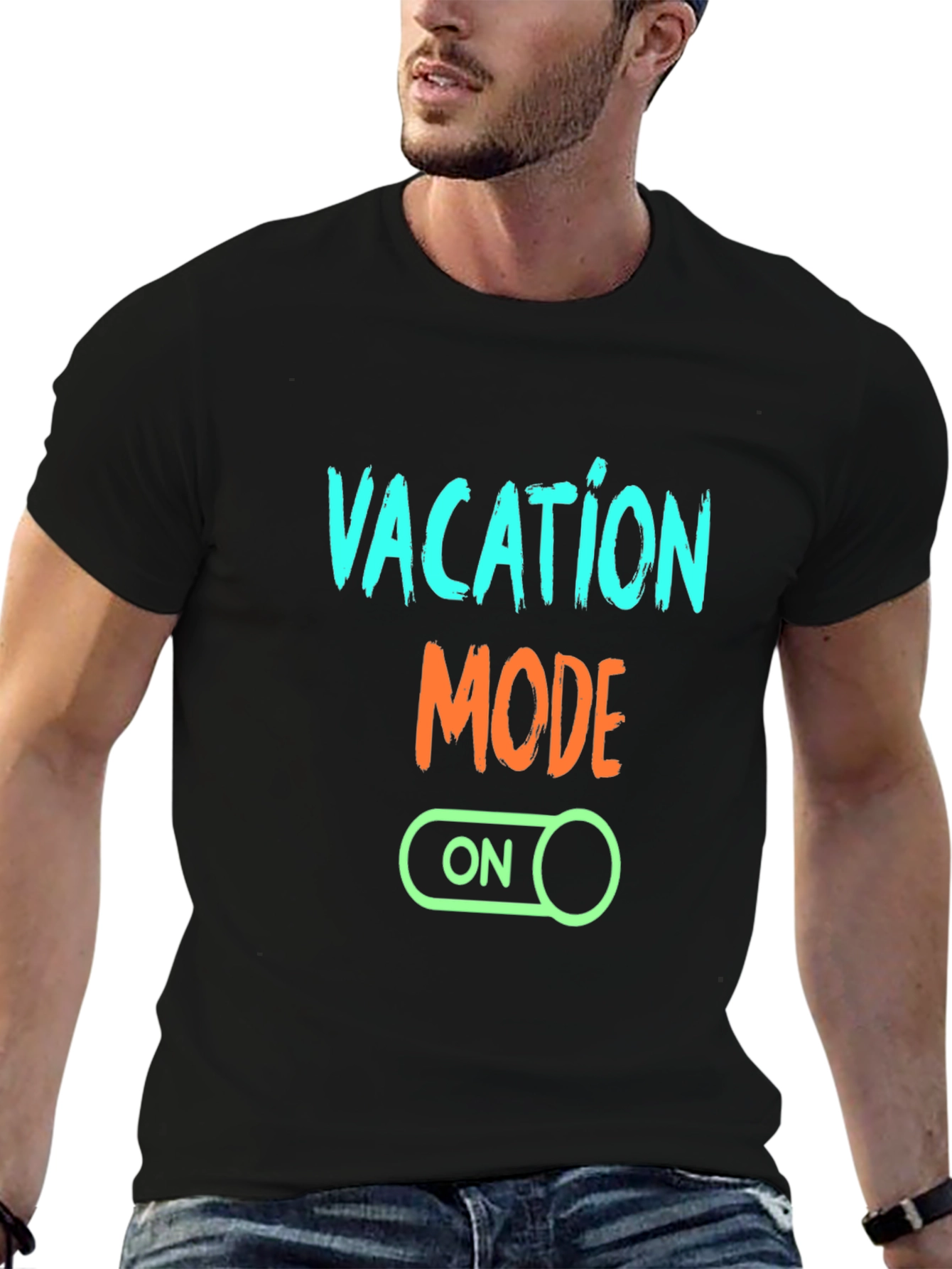 Vacation Mode On Graphic Tee - Black Casual T-Shirt