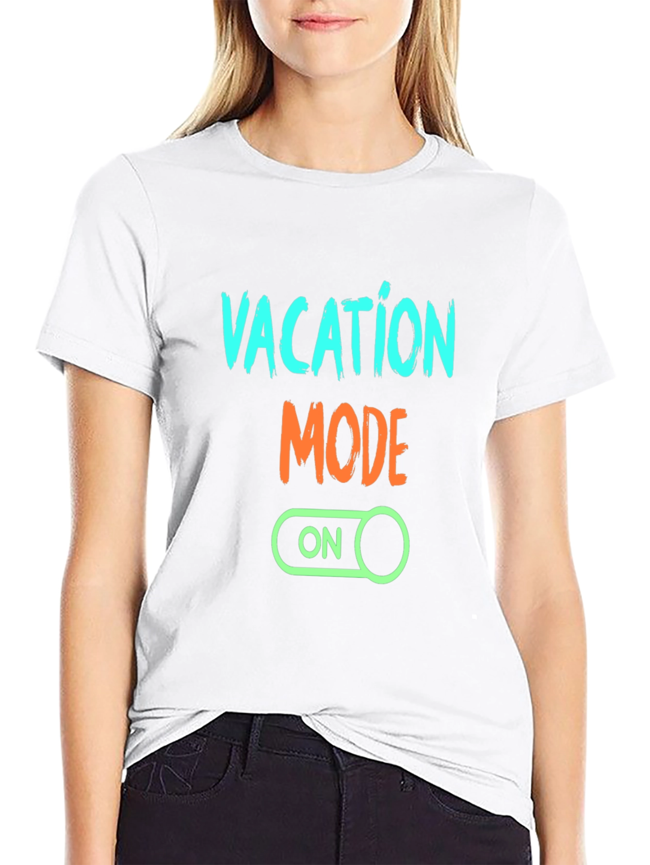 Vacation Mode On Graphic Tee - Black Casual T-Shirt