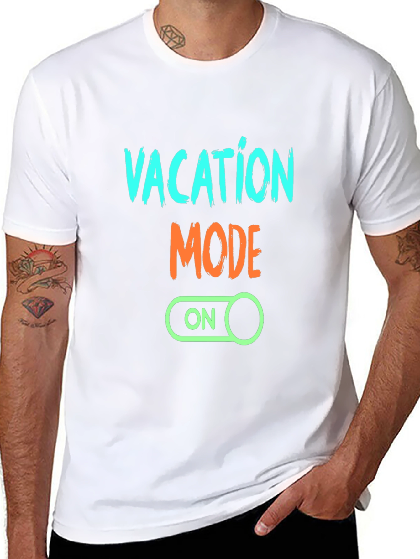 Vacation Mode On Graphic Tee - Black Casual T-Shirt