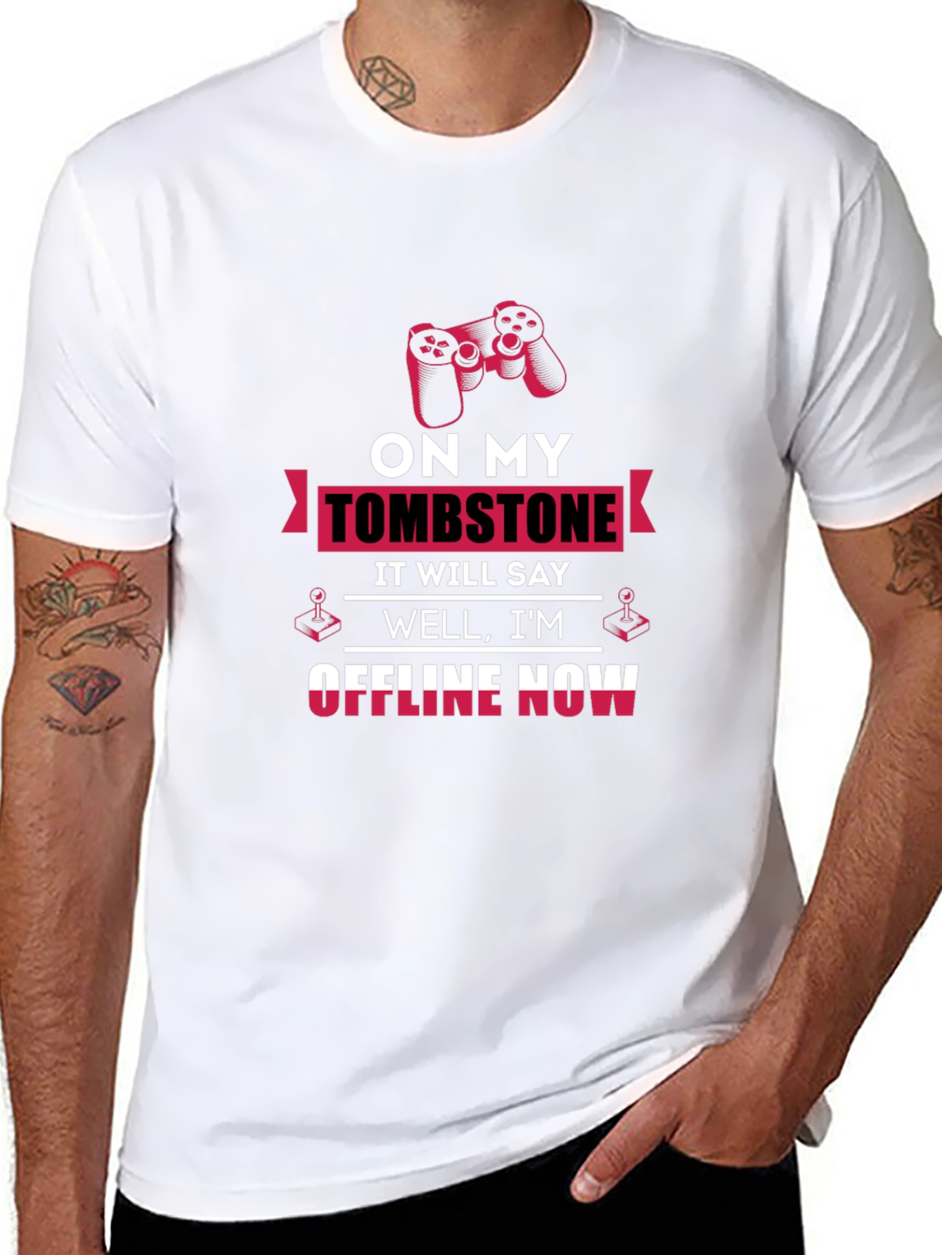 Gamer T-Shirt - On My Tombstone Offline Now