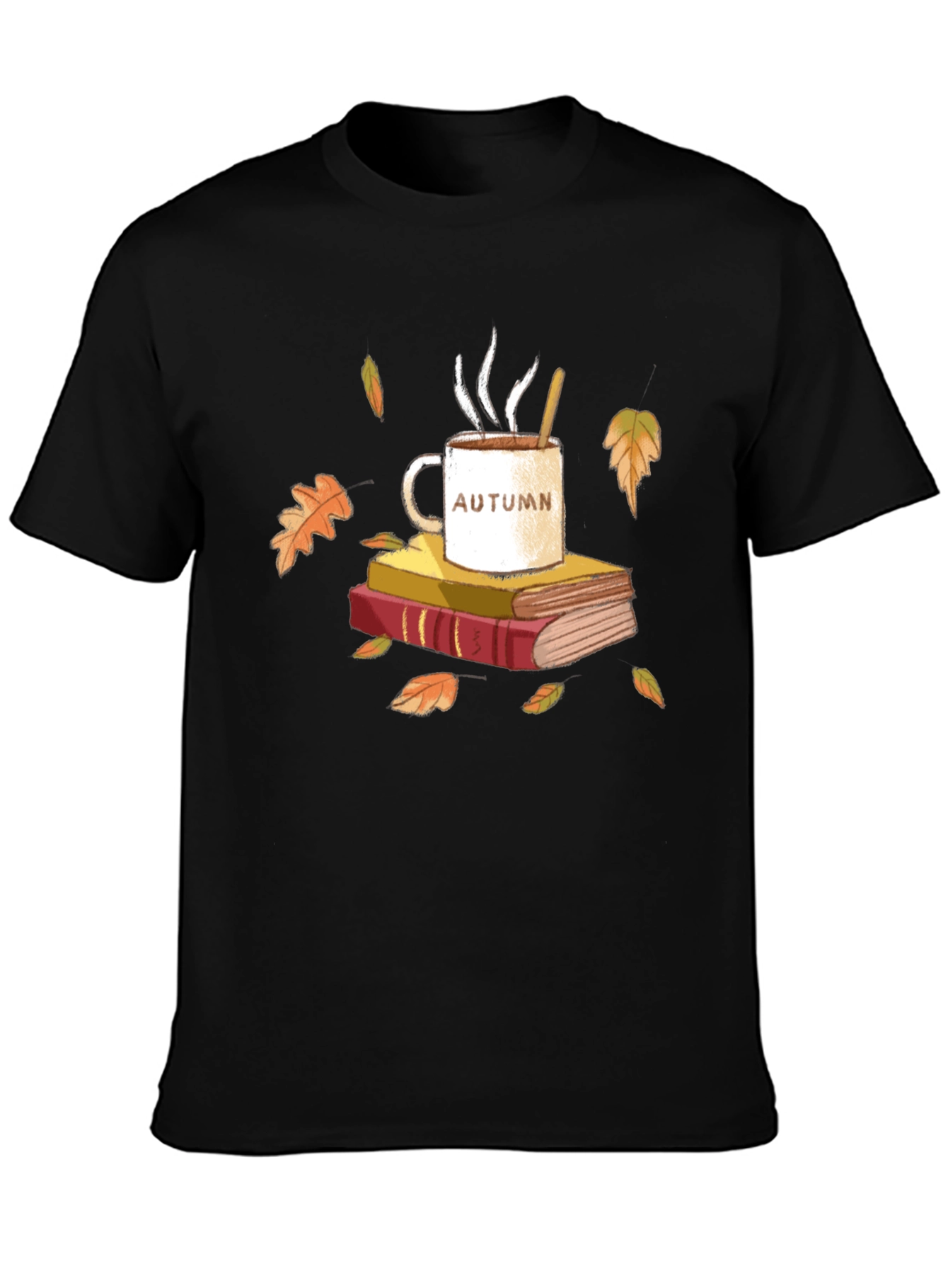 Autumn Vibes T-Shirt - Cozy Books & Coffee Design