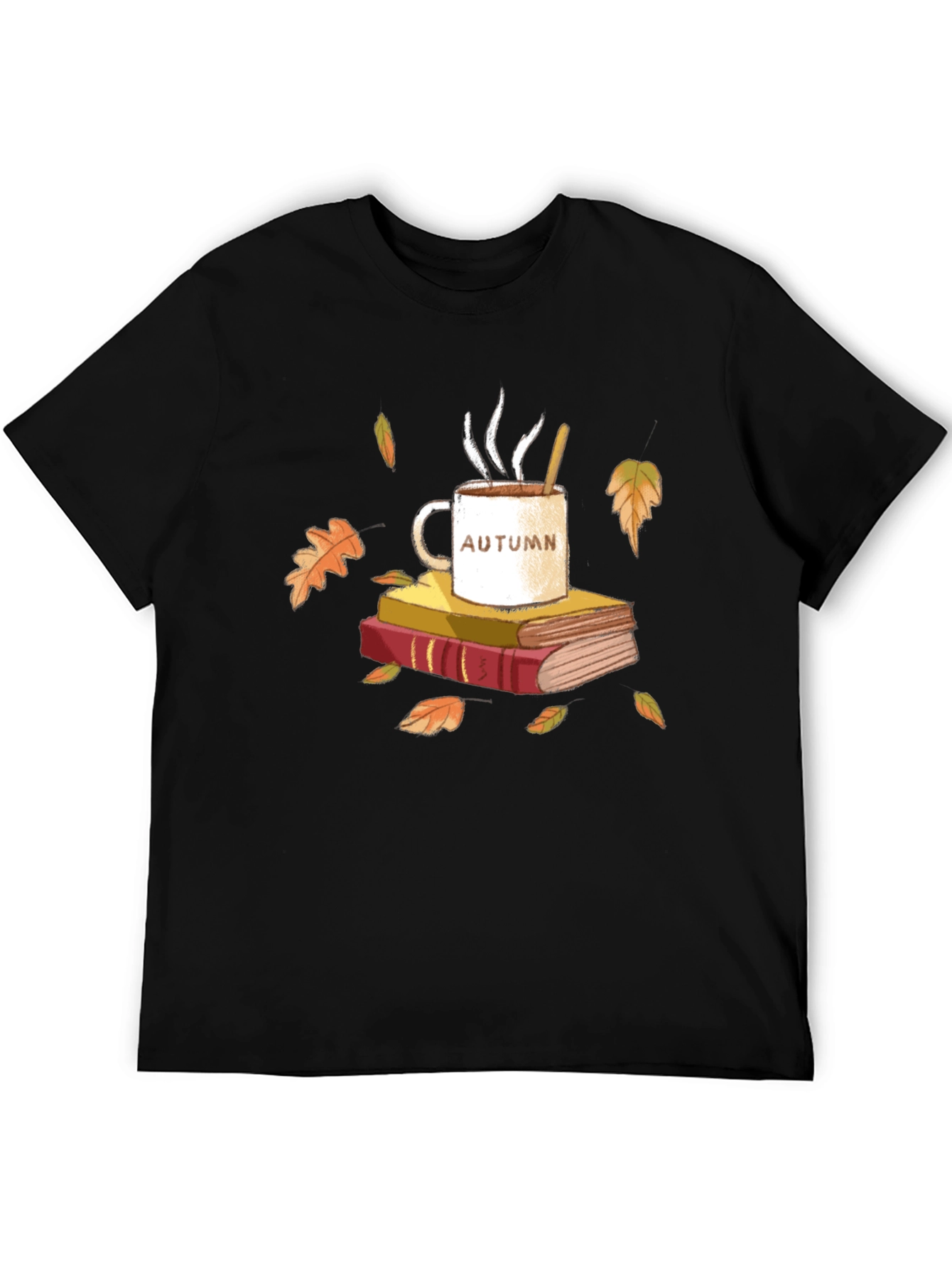 Autumn Vibes T-Shirt - Cozy Books & Coffee Design