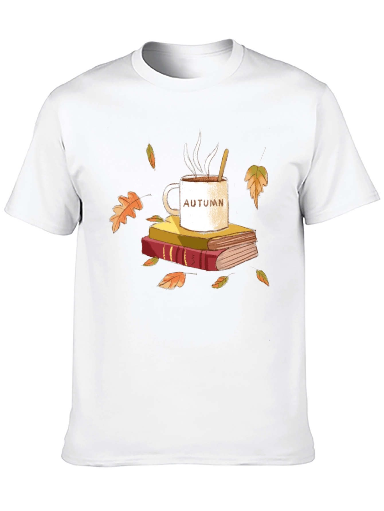 Autumn Vibes T-Shirt - Cozy Books & Coffee Design